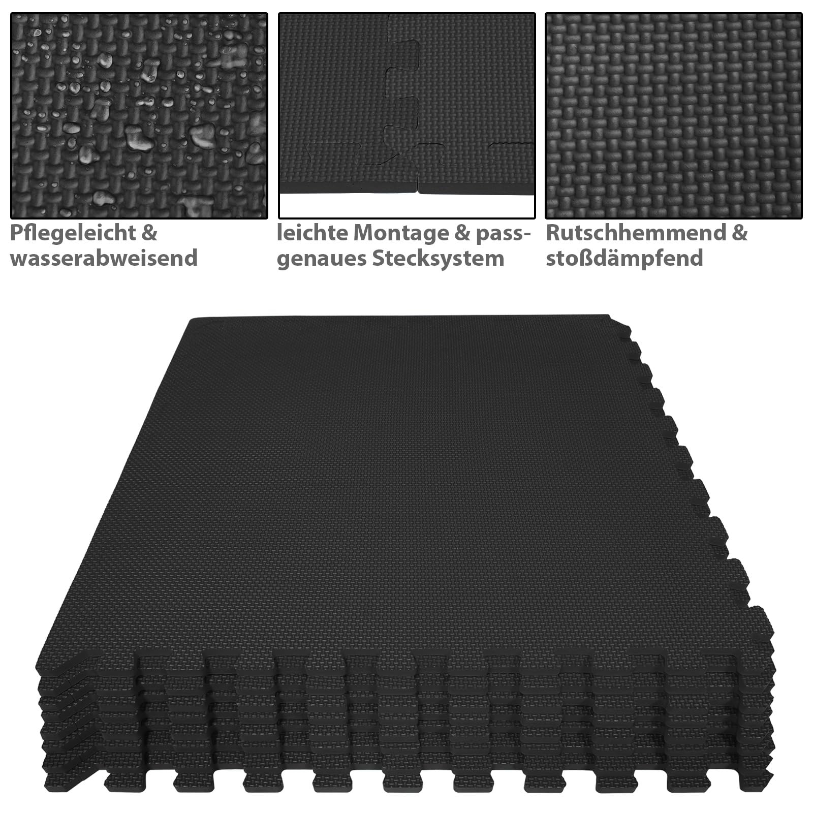 ALPIDEX 8er Set Bodenschutz Sportgeräte Matte 1cm Dicke 60x60 cm Trainingsmatten 2,88 m² Unterlegmatte Pool Fitness Turnmatte Fitnessraum Gymnastikmatte Fitnessmatte Bodenmatte Gummimatte