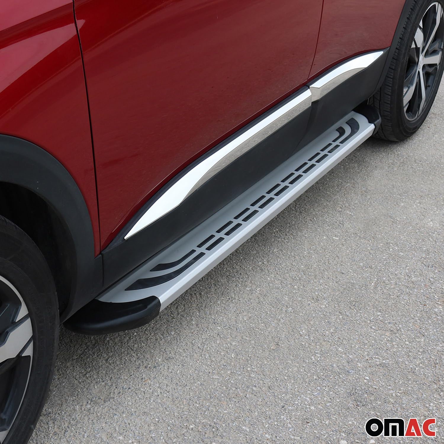OMAC Alu Trittbretter Seitenschweller Seitenbretter kompatibel mit Hyundai Kona 2018-2021 Grau