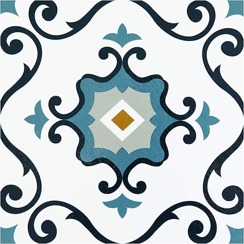 Miniatura 17 de Azulejos de suelo de vinilo autoadhesivos retro de 12 pulgadas, 20 azulejos - 12" x 12", patrón Burch - Despegar y pegar, suelo de bricolaje para