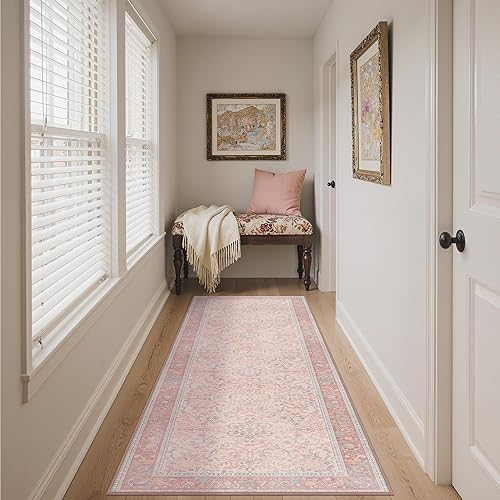 Miniatura 23 de Bavni Alfombra vintage floral de 2 pies 6 pulgadas x 10 pies, antideslizante, alfombra de pasillo y cocina, alfombra ligera lavable para entrada,