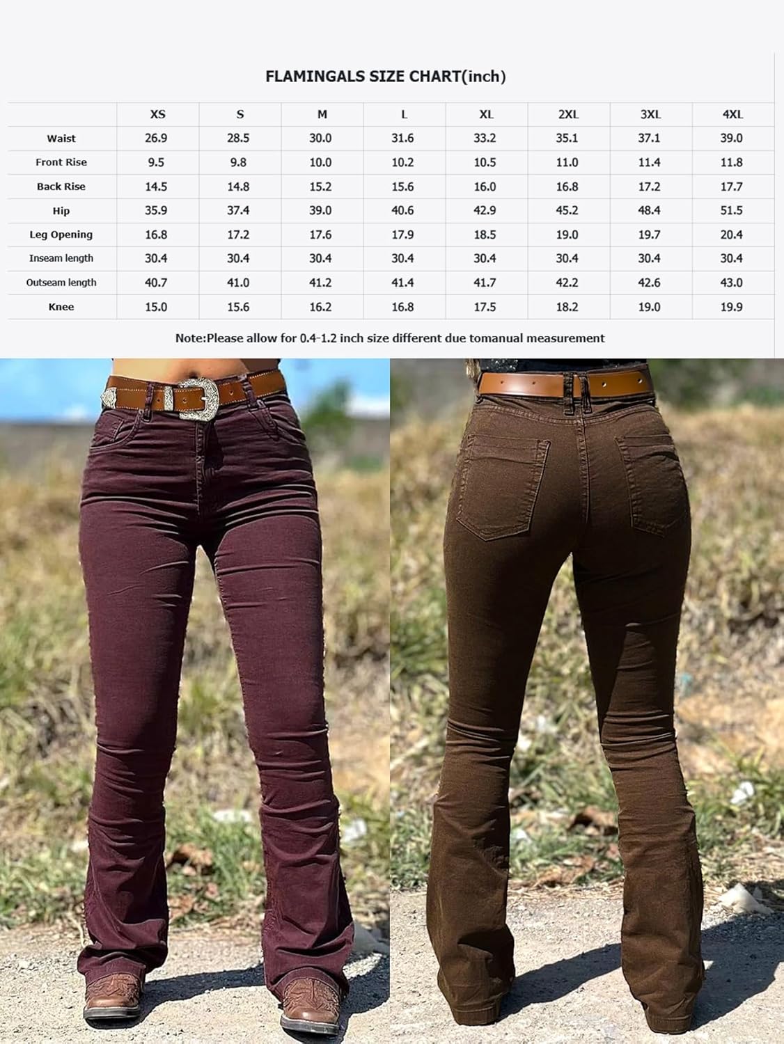 Flamingals Low Rise Boot Cut Jeans for Women Butt Lifting Western Pants with Pockets Flare Jeans Women - Image 4