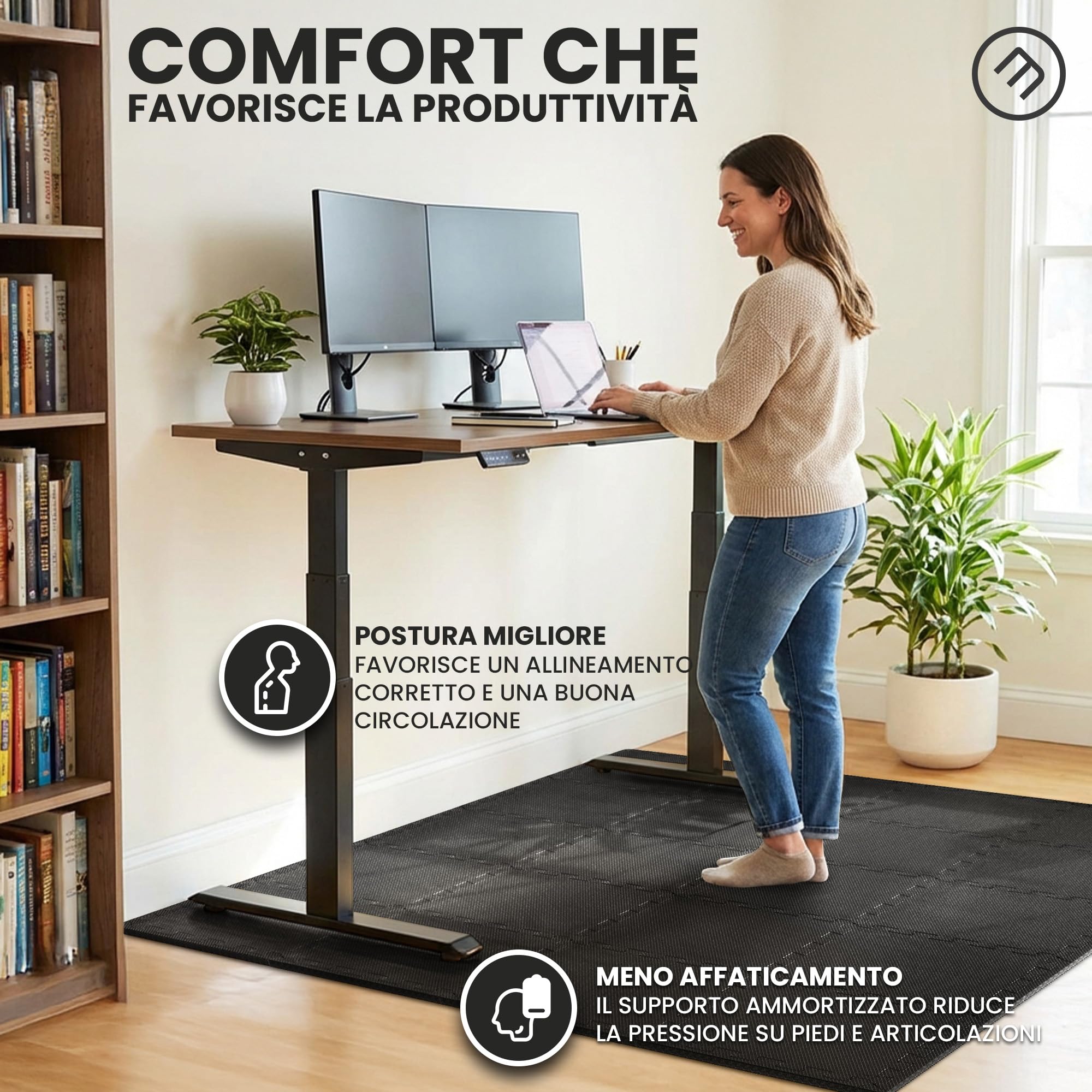 Tappeto Palestra Tappetino Fitness da Ginnastica a Puzzle - Pavimento Protettivo Incastro Tatami Gomma Allenamento Protezione Sport| Materassino Gommato Mattonella Pavimentazione per Home Gym Manubri