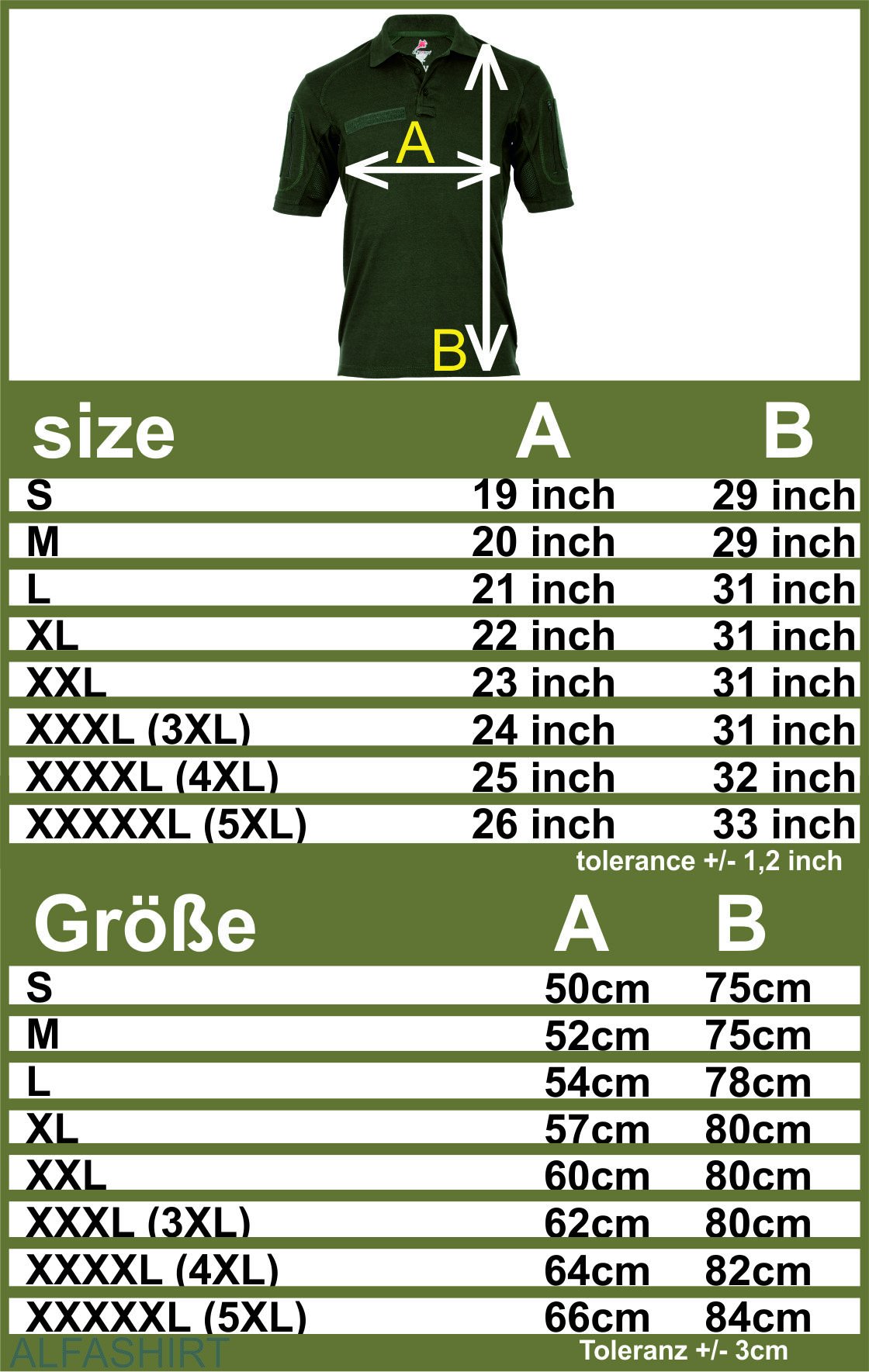 Copytec – Polo táctico Alfa – Vehículo de campo campo campo campo campo Vehículo FA Rangordnung # 19278, Todo el año, Hombre, color verde oliva, tamaño XXXXL