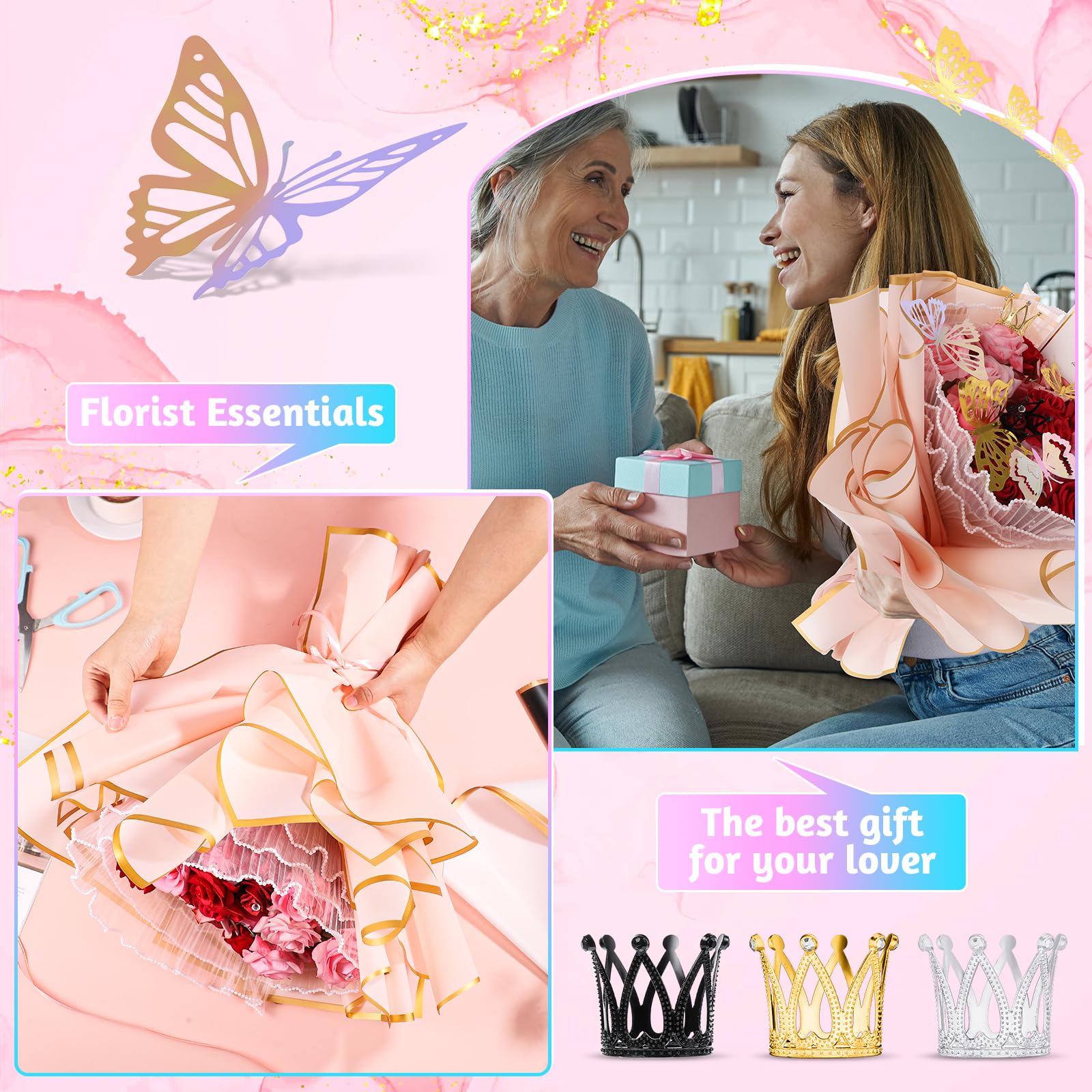 Floral Wrapping Paper Kit, 80Sheet Waterproof Floral ... - Shein