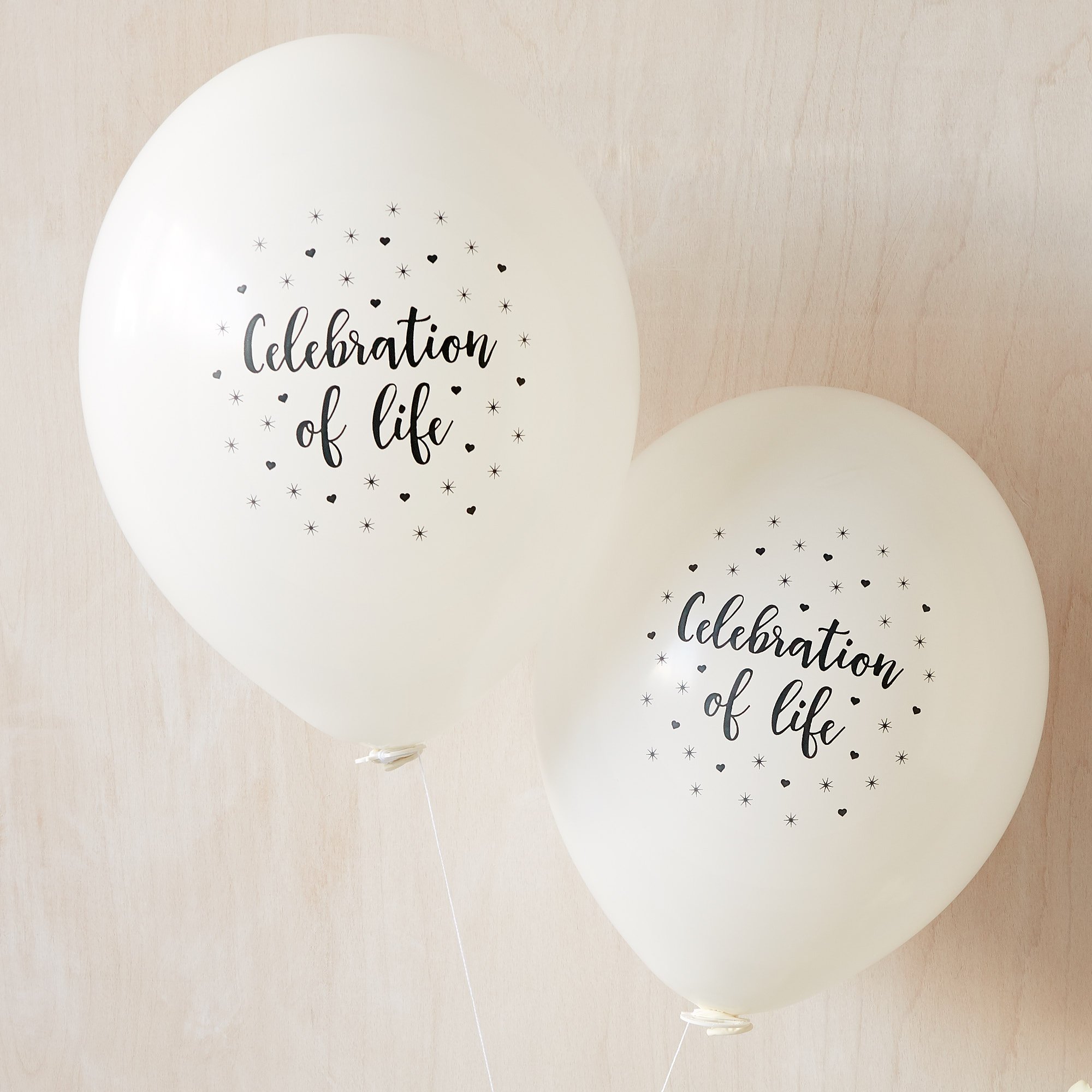 ANGEL & DOVE 25 White 'Celebration of Life' Biodegradable Funeral Remembrance Balloons - for Memory Table, Memorial, Condolence, Anniversary
