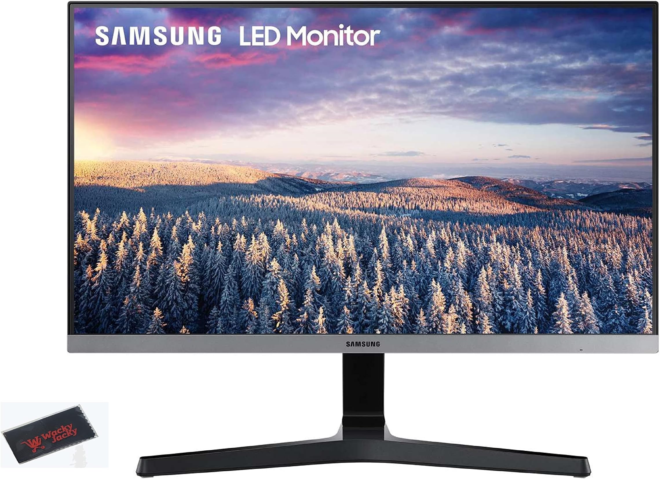 SAMSUNG SR24R Flat Monitor FHD 1080p Computer Monitor, 75Hz, IPS Panel, HDMI, VGA (D-Sub), 3-Sided Border-Less, FreeSync + Wacky Jacky Cleaning Cloth