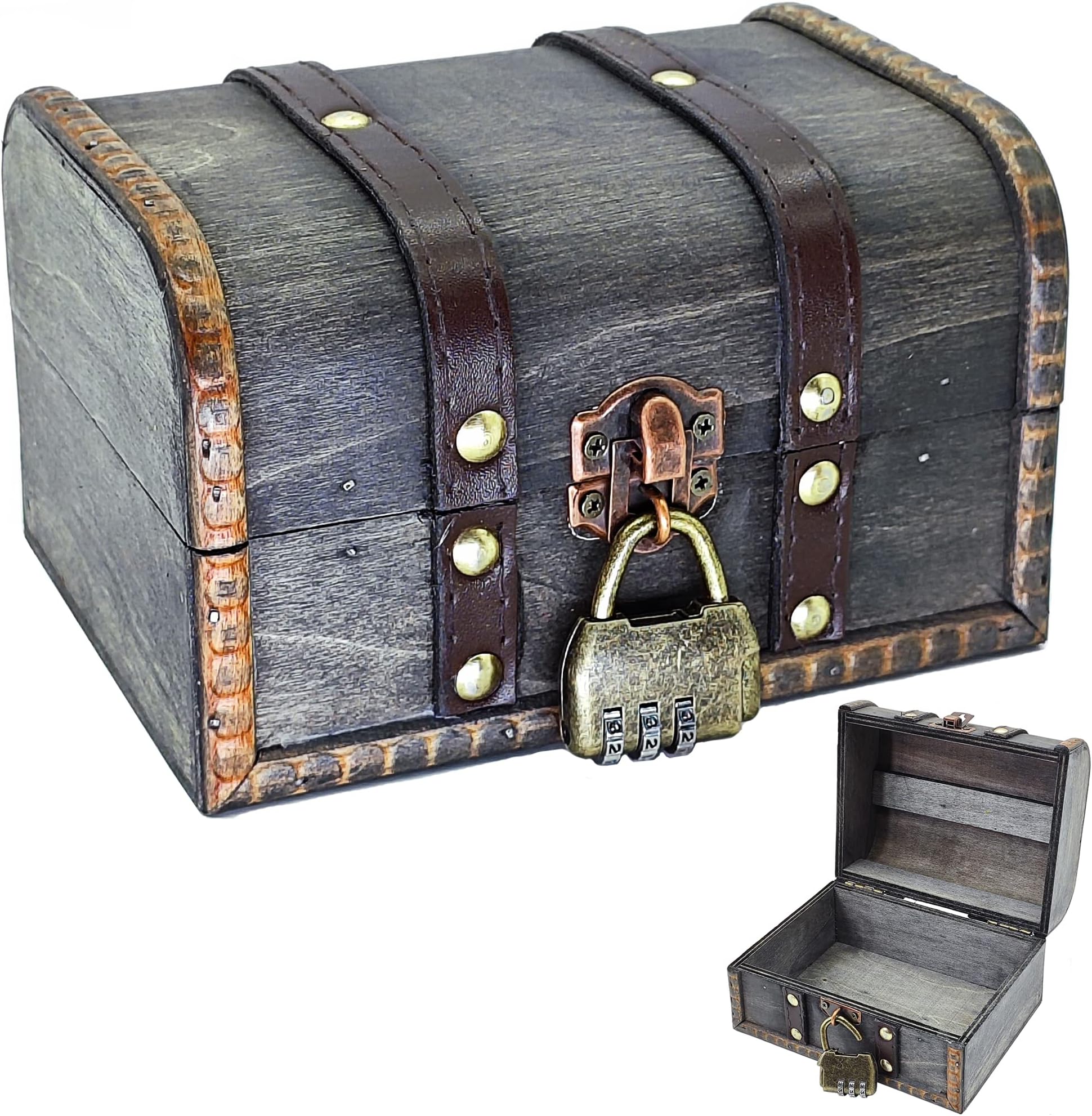 Brynnberg Piraten-Schatztruhe - Holztruhe braun - Handarbeit Vintage ...