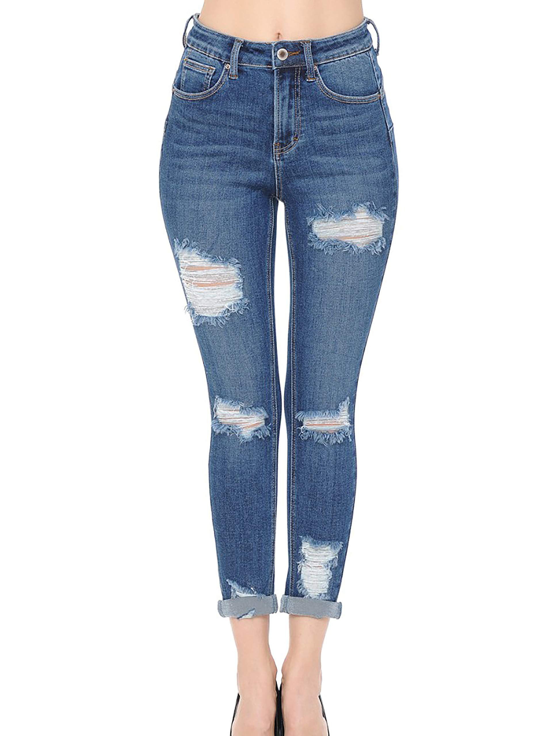Buy Jean Women's 'Butt I Love You' PushUp High Rise Destructed Capri