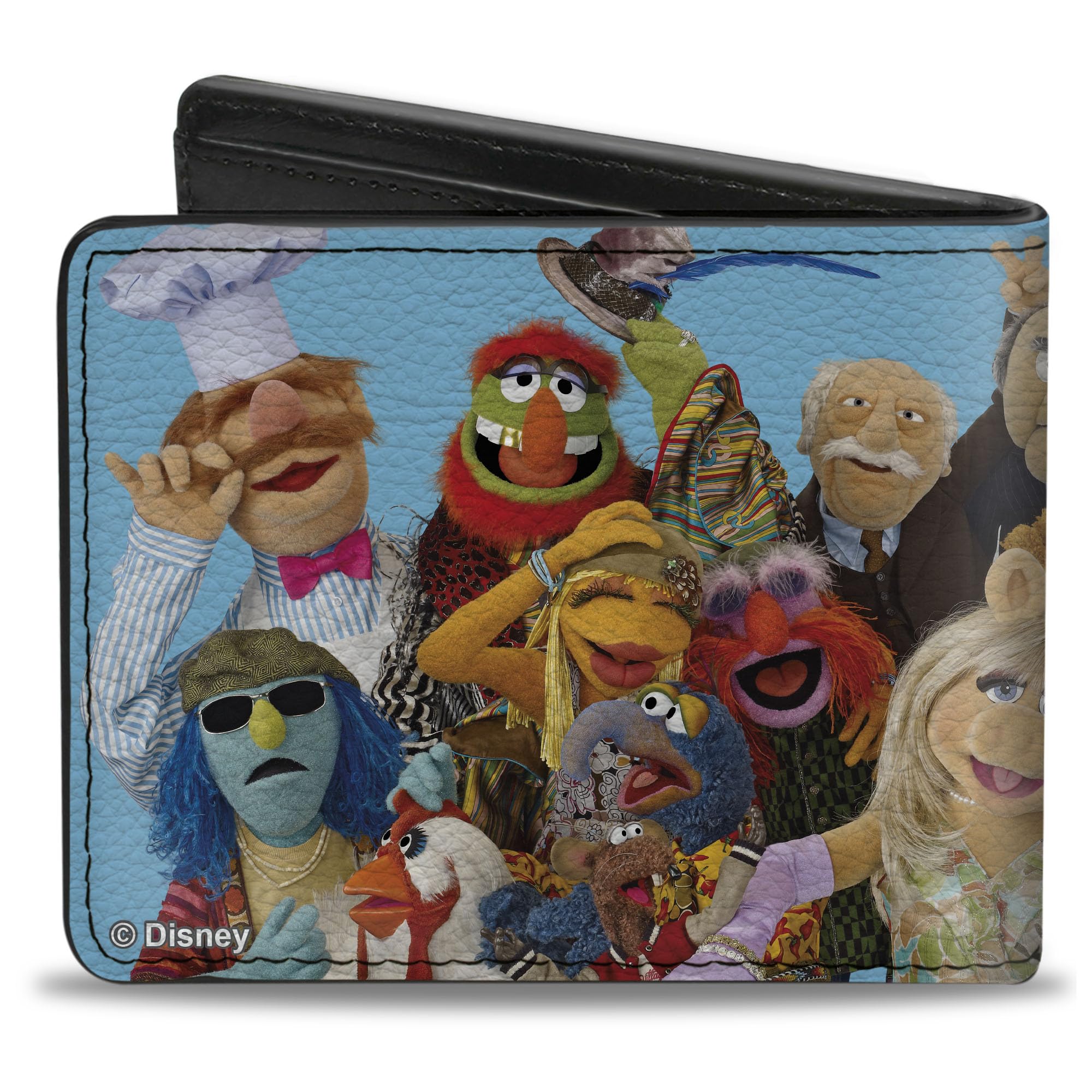 Buckle-Down Disney Wallet, Bifold, The Muppets Character Group Pose Portrait Blue, Vegan Leather