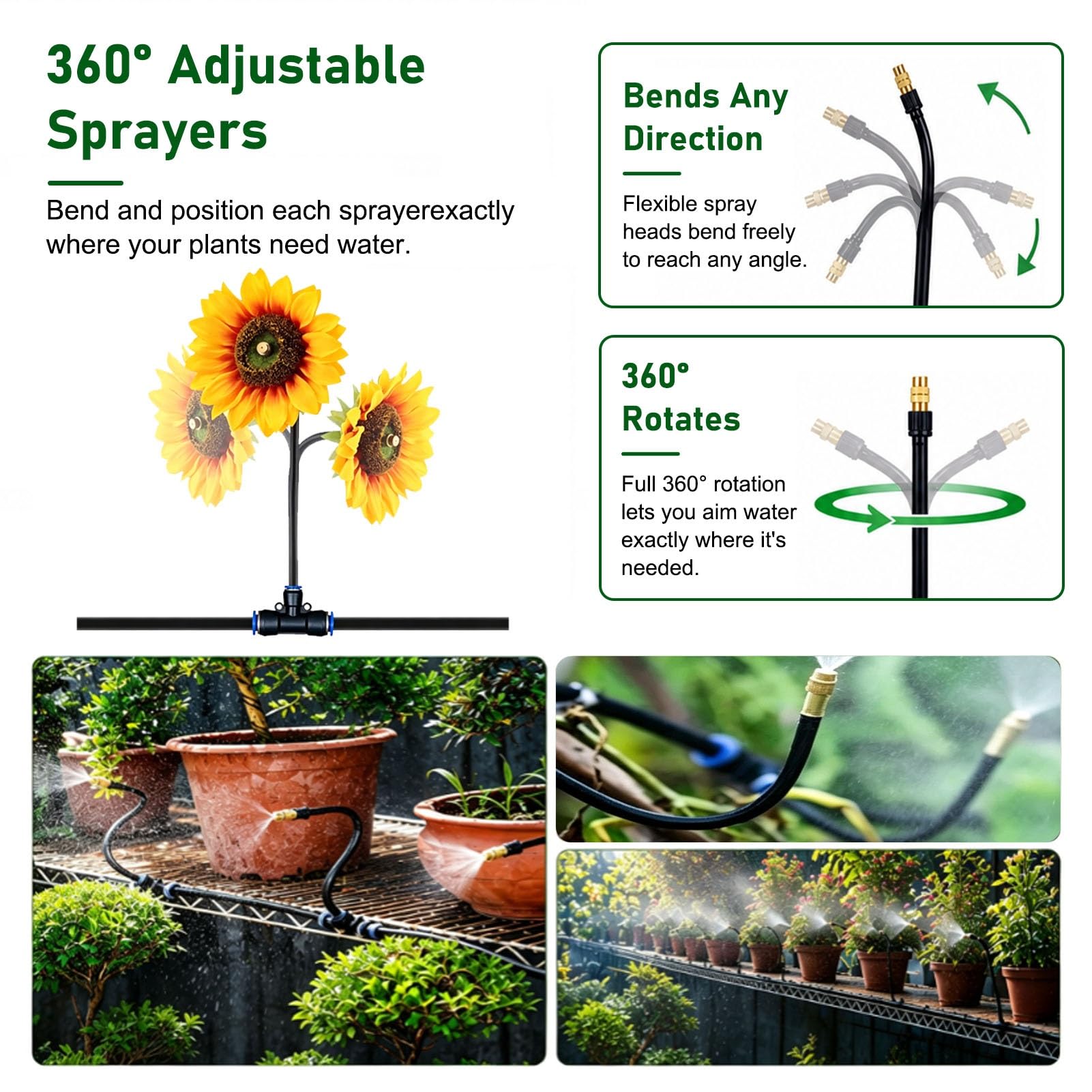 Kit Arrosage Automatique Arroseur Brumisateur Décoratif pour L'irrigation du Jardin | Dispositifs D'arrosage pour Plantes avec Brumisation Rafraîchissante et Économie D'eau(135m/443ft)