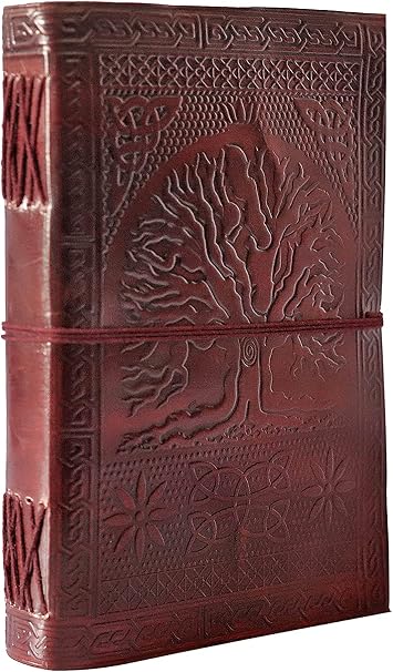 Leather Journal Diary Embossed Large Tree Notebook for Writing Leather Diary Handmade Leather Journal Gbag (T)