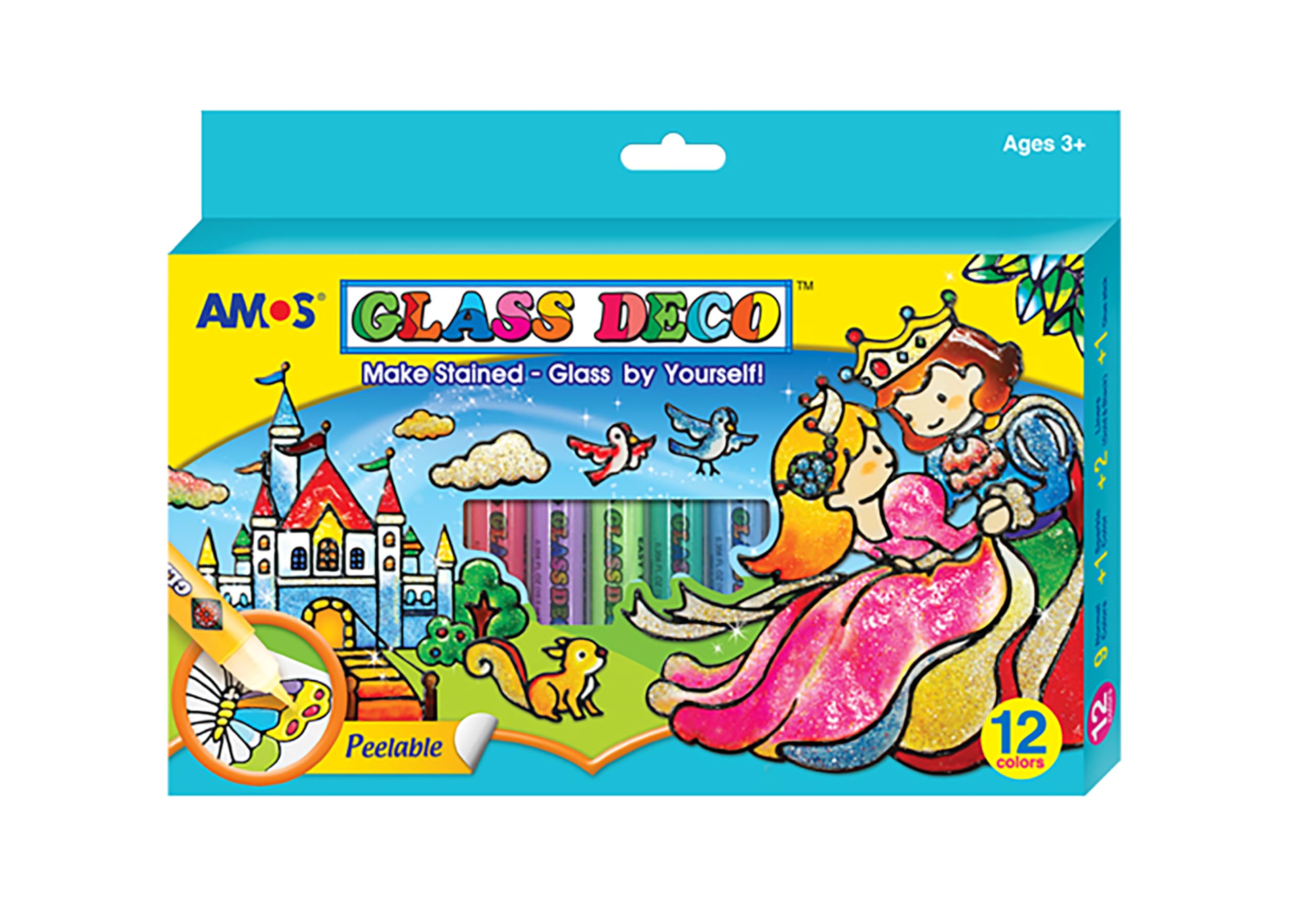 Peelable Glass Paints & Stain Kit With Outliners Pk12