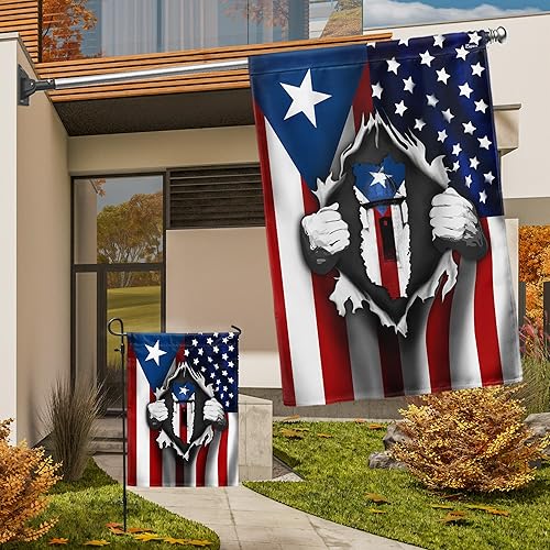 Miniatura 5 de Bandera de Estados Unidos con bandera de sangre puertorriqueña MLH929F, bandera de casa (29.5 x 39.5 pulgadas), banderas de jardín de casa de