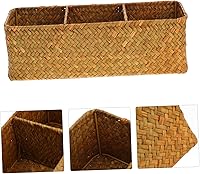 Vista 6 de Cabilock Organizador de almacenamiento de mimbre resistente de 3 secciones para el hogar, tienda y viajes