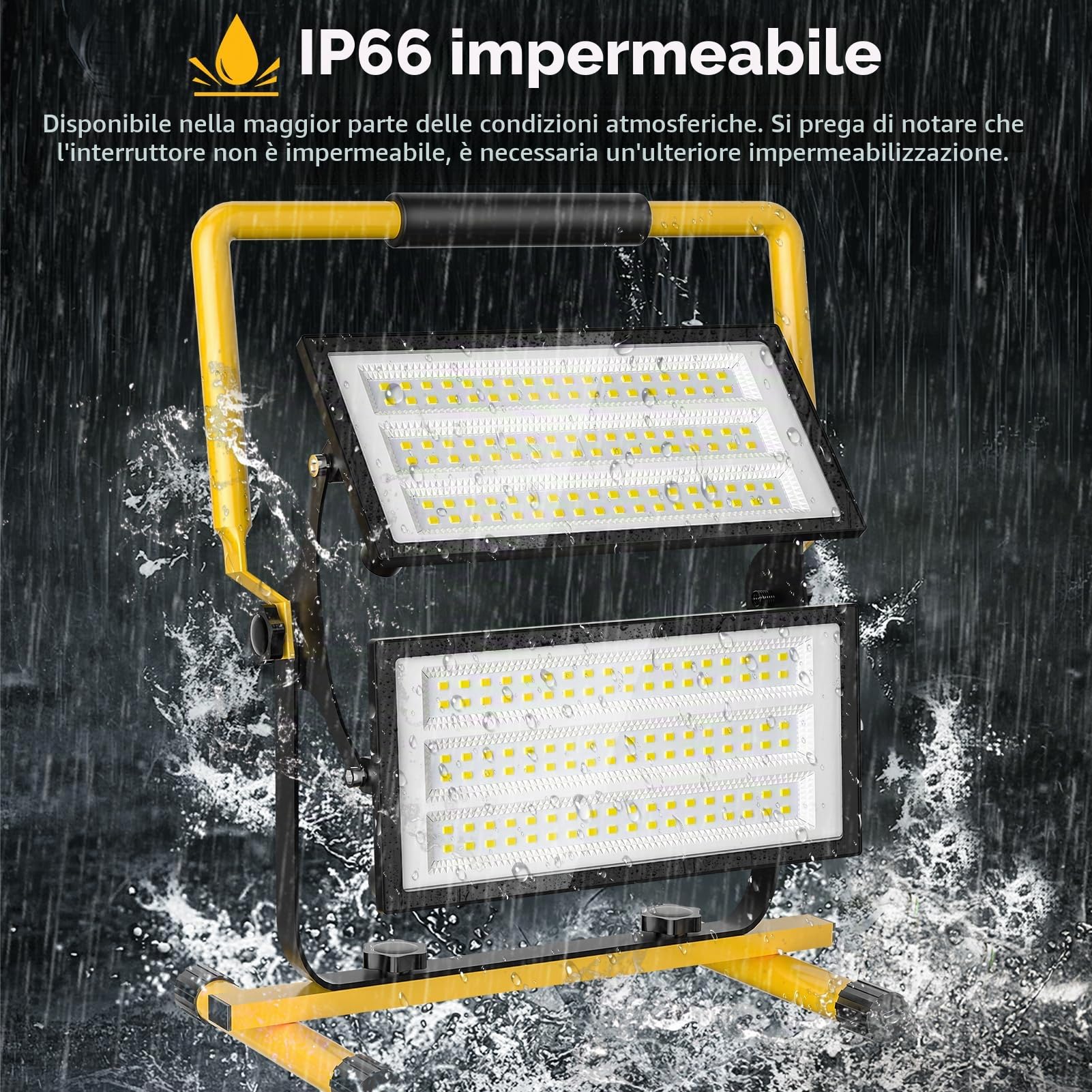 Viugreum Faretto da Cantiere 200W, 22000LM Faro LED da Cantiere Portatile, Luce Bianca 6500K Faretto da Cantiere con Cavo 3m, Rotazione 360°, IP66 Impermeabile Faretto Lavoro per Edilizia,Officina