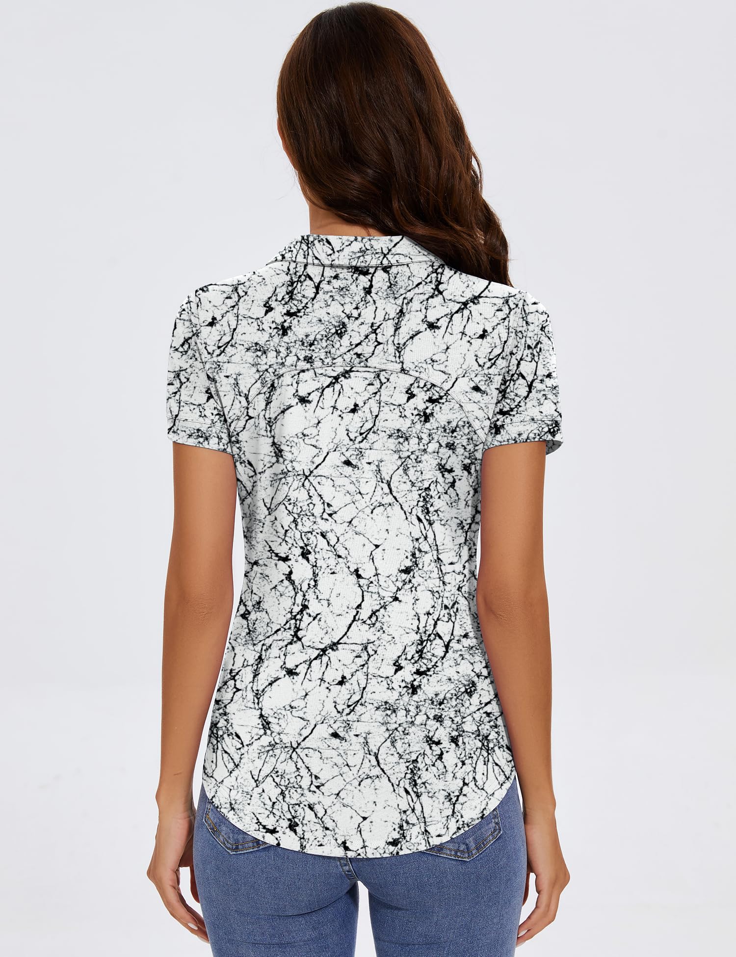 IECCP Polo de golf para mujer, manga corta, cuello de algodón, ligera, absorbe la humedad, camiseta de verano, trabajo, informal, tenis, 3 botones, 2025