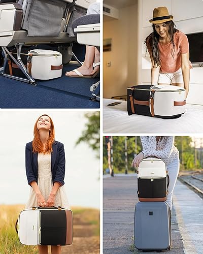 Miniatura 8 de LOVEVOOK Mochila de transporte, mochila de viaje de 40L para mujer con 3 cubos de embalaje, Beige-negro-marrón, Mochila de viaje