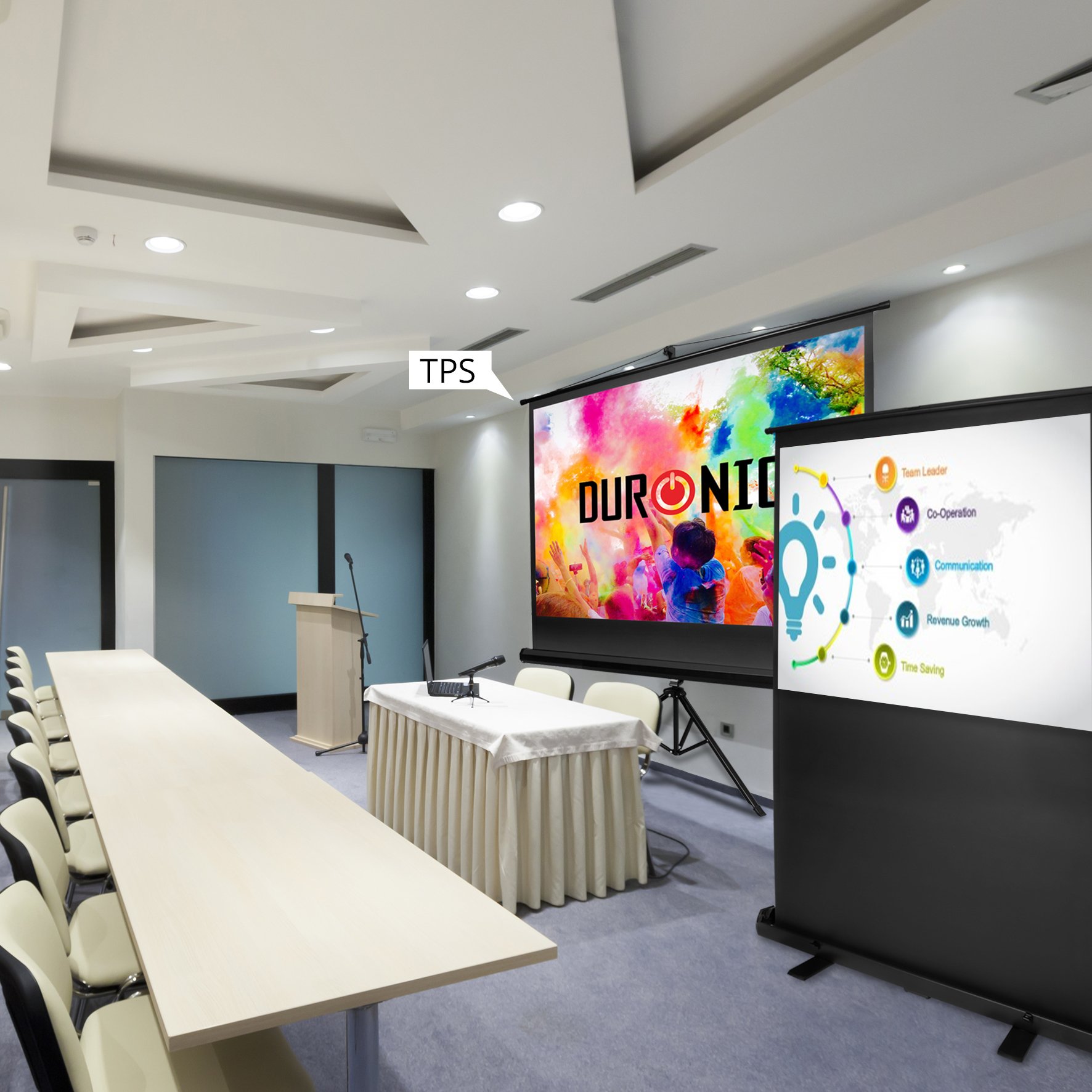 Duronic FPS60 4:3 Ecran de Projection TV et home cinema de 60 Pouces 152 cm Toile 122 x 91 cm Solution Alternative au Trépied Etui avec système de verrouillage Gain +1 idéal pour 3D 8K 4K 1080P