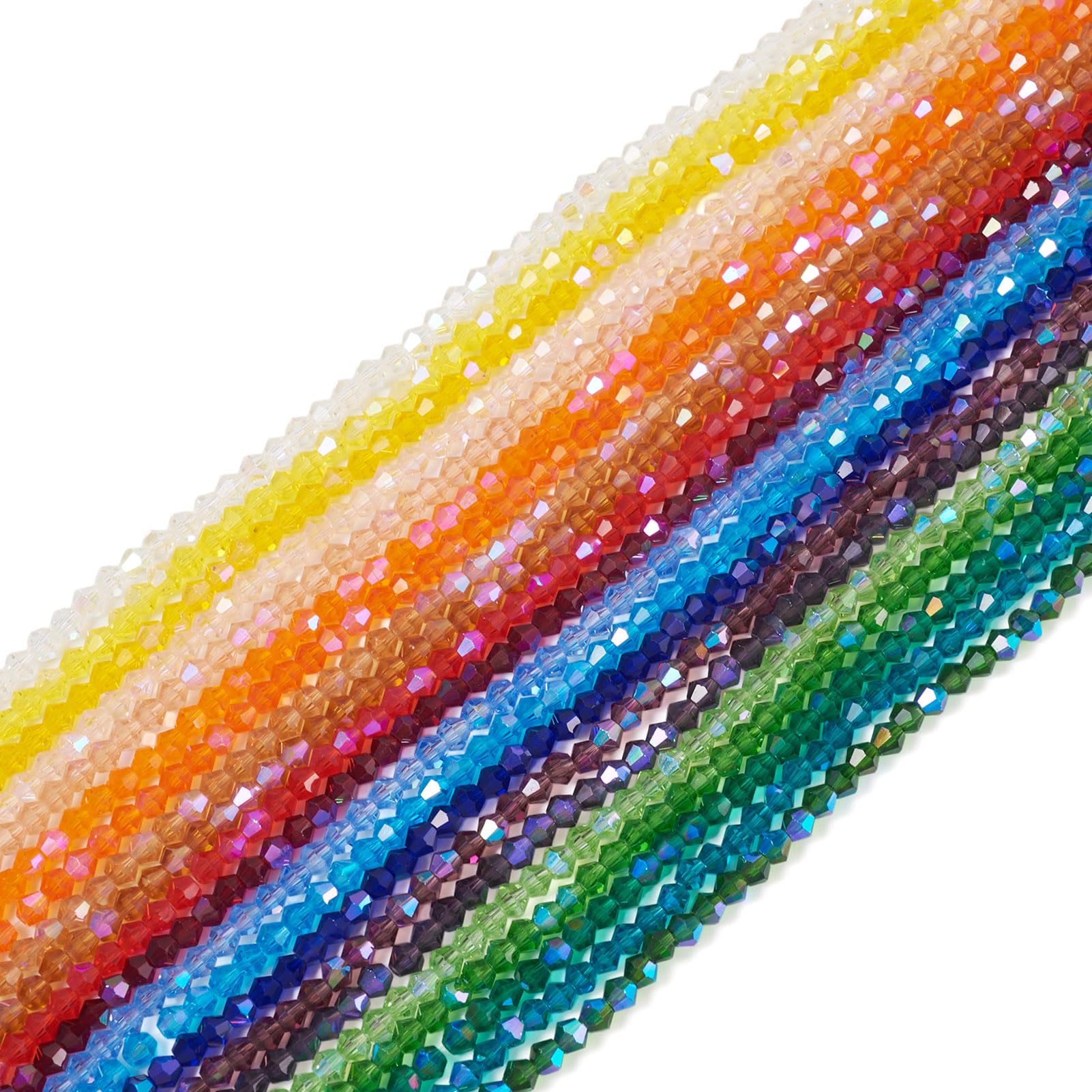 Craftora 21 Strands Bicone Glass Beads 4mm Faceted Crystal Seed Beads Craft Bead Bulk for Friendship Bracelet Necklace Earring Jewelry Making โ image 1