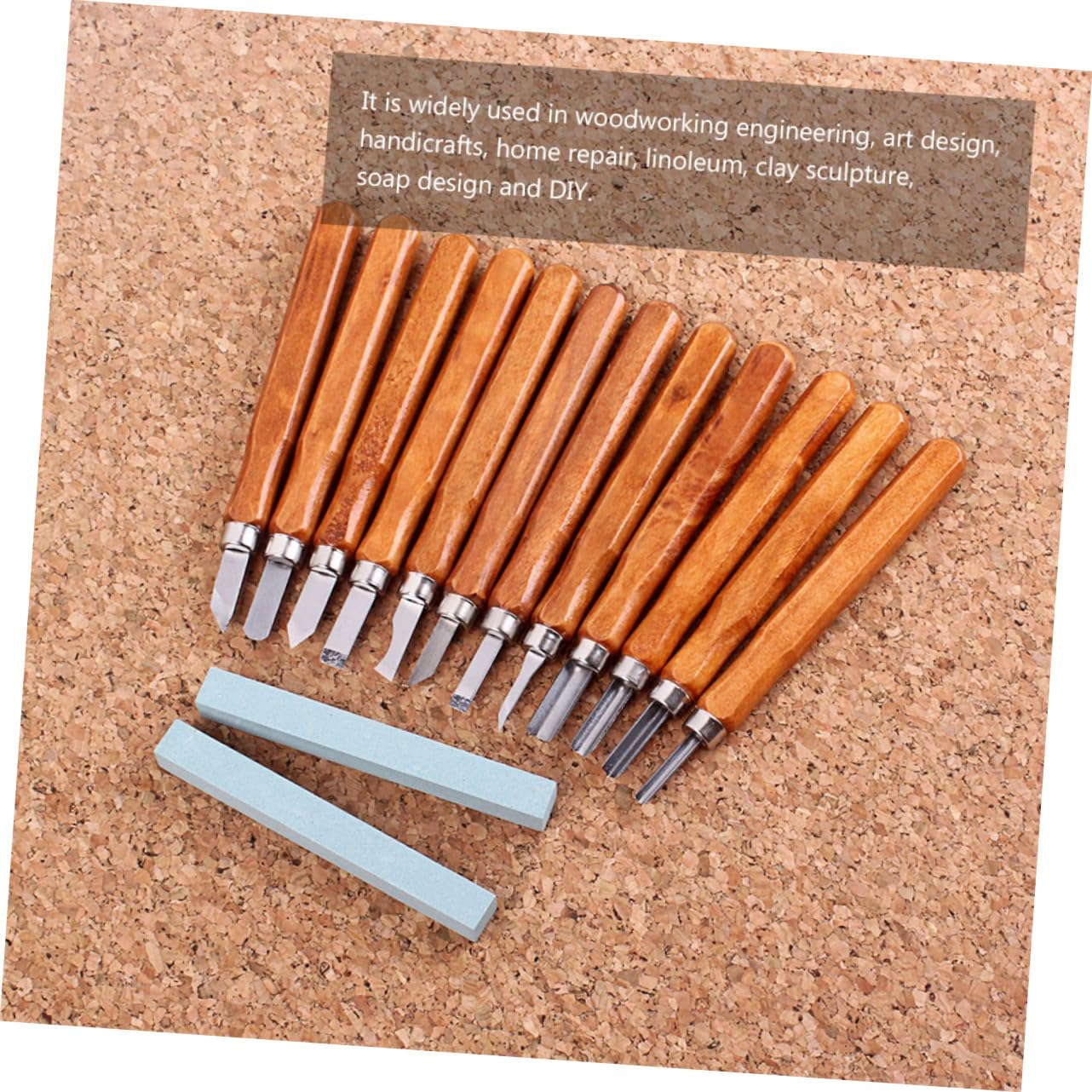 OSALADI Kit di Utensili per Intaglio Legno 14 Pezzi, Metallo e Legno, Impugnatura Antiscivolo, per Principianti, per Basswood e Pino