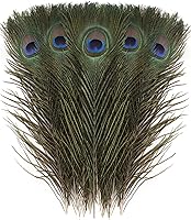 Vista 1 de Larryhot Plumas de pavo real artesanal a granel – 40 plumas de 18 a 20 pulgadas para manualidades, bodas, hogar y decoraciones de fiesta