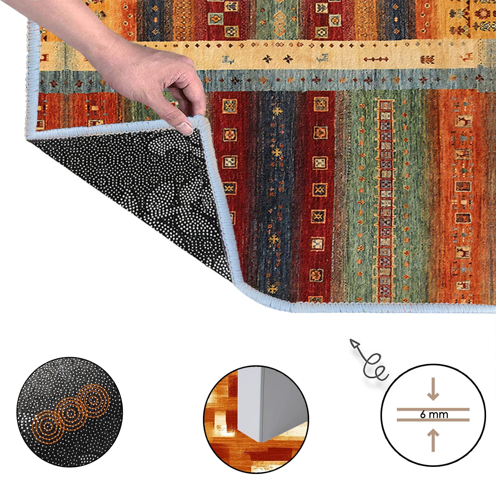 Läufer Teppich Flur Küche 70 x 230 cm Waschbar rutschfest Teppich Läufer Flur Lang, Langer Flur Teppich Läufer, Flurteppich Flurläufer Lang Modern Teppichläufer Fur Korridor Wohnzimmer Anpassbar