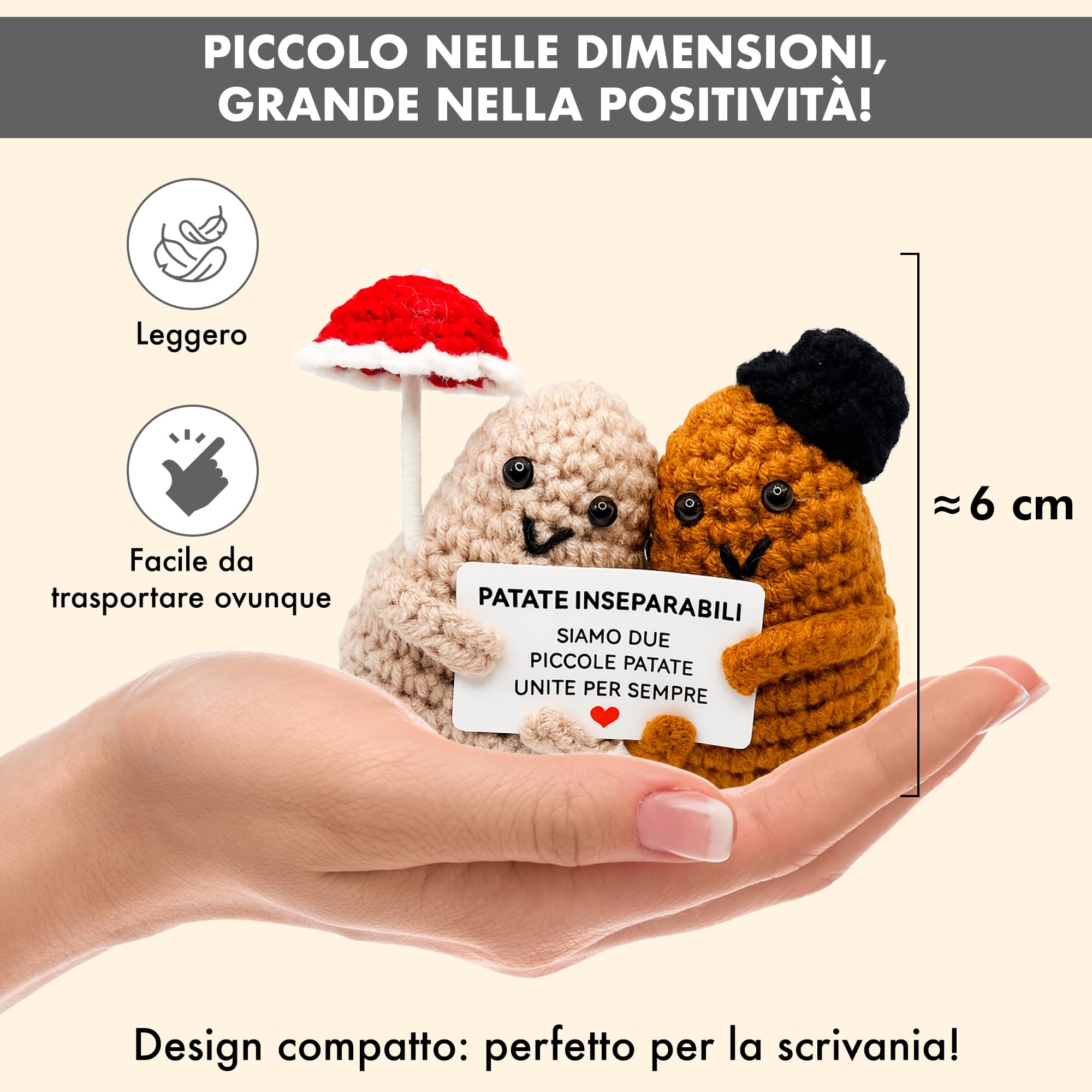 BigDaddy Patate Inseparabili - Peluche Patate Innamorate Unite per Sempre - Regali Coppia Originali - Perfetto per San Valentino, Anniversario Fidanzamento, Regalo Fidanzato e Fidanzata