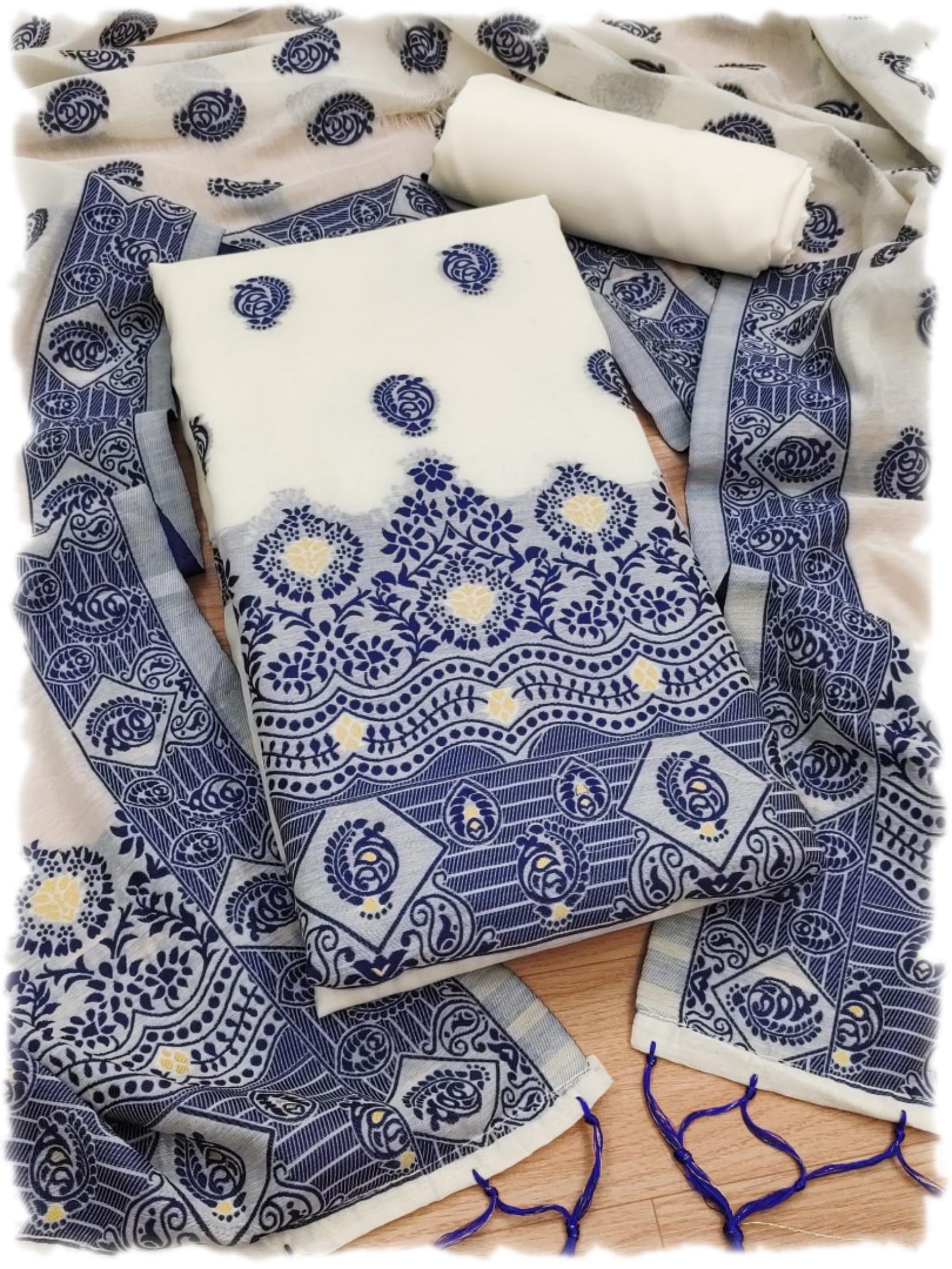 Handloom Banarasi Cotton Unstitched Salwar Suit with Dupatta, 50 Inch Length, Women's Unstitched Salwar Suit Dress Material with Dupatta, Unstitched Salwar Suit Set