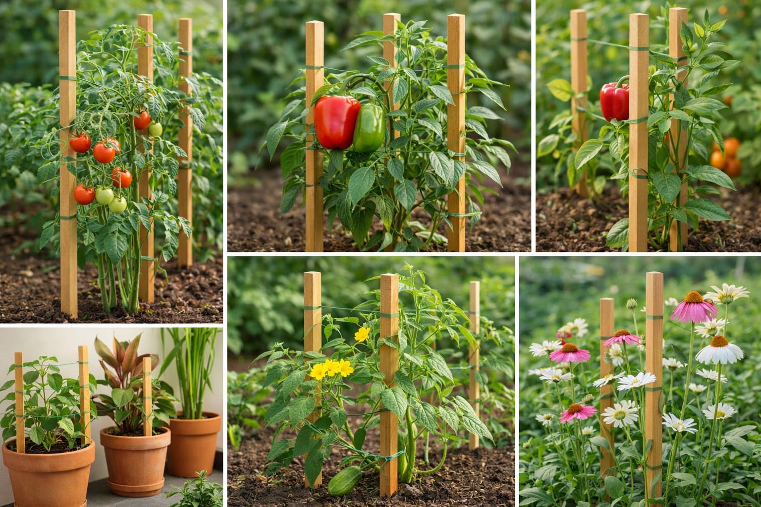 Teak Plant Support Sticks - 15 Pack -4