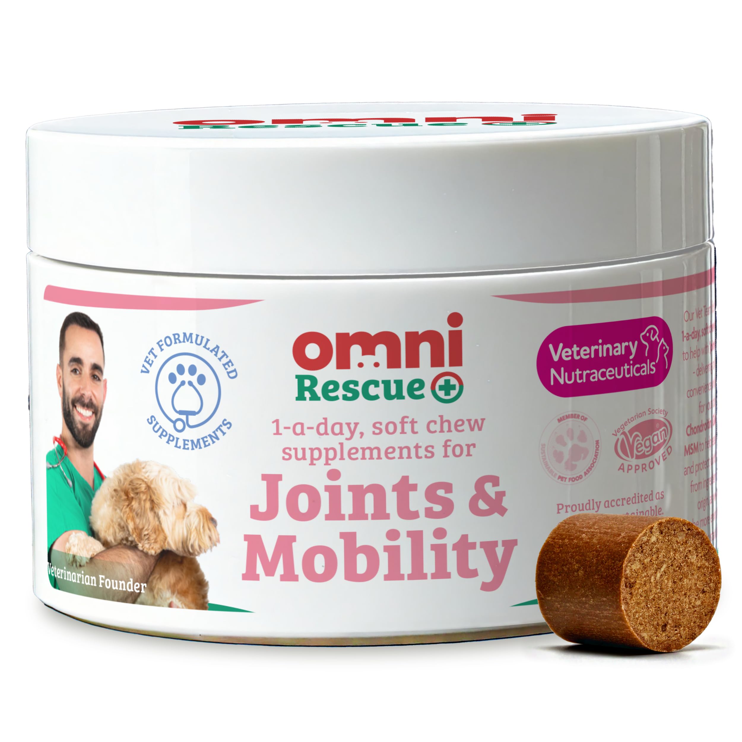 Joint Supplements for Dogs - Dragons’ Den Winners, One-a-Day Dog Chew for Joints and Mobility - Hyaluronic Acid, Glucosamine and Chondroitin, Omega 3, Vitamin C, 30 Servings, Small 0-15 Kg