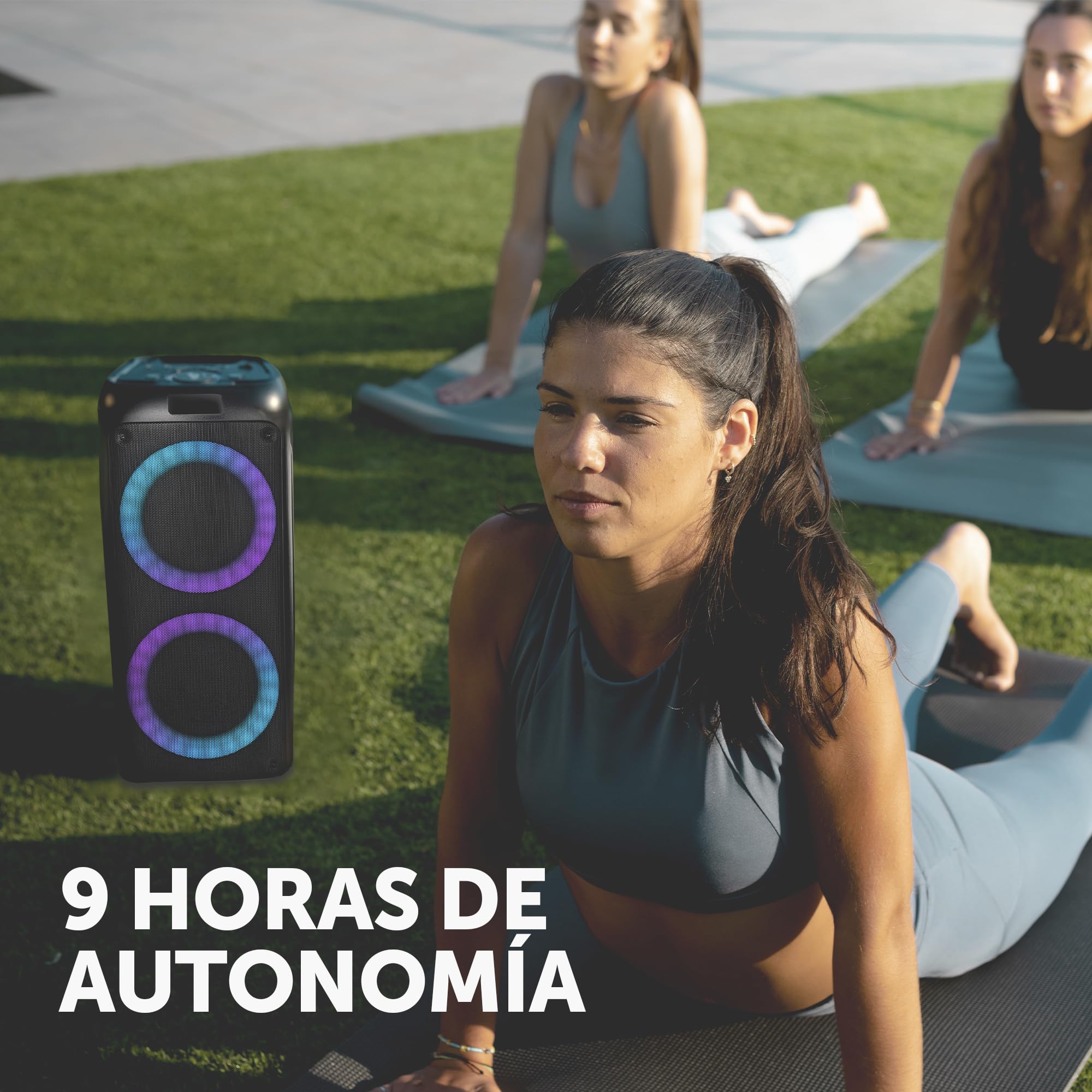Vieta Pro Altavoz Bluetooth Potente Grande de 100 W, 9H de Batería, Radio FM y Luces Led RGB. Altavoces Autoamplificados Grandes Karaoke, USB TWS, Aux-In, Entrada de Micrófono Party 2