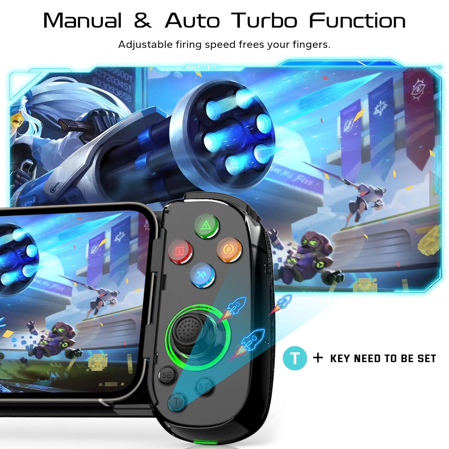 Joso Phone Controller for iPhone & Android, Wireless Mobile Game Controller with Hall Effect Joystick, Turbo | Compatible with iPhone 17-12, Galaxy S24-S21 Series for COD Mobile, Genshin Impact, Cloud Gaming