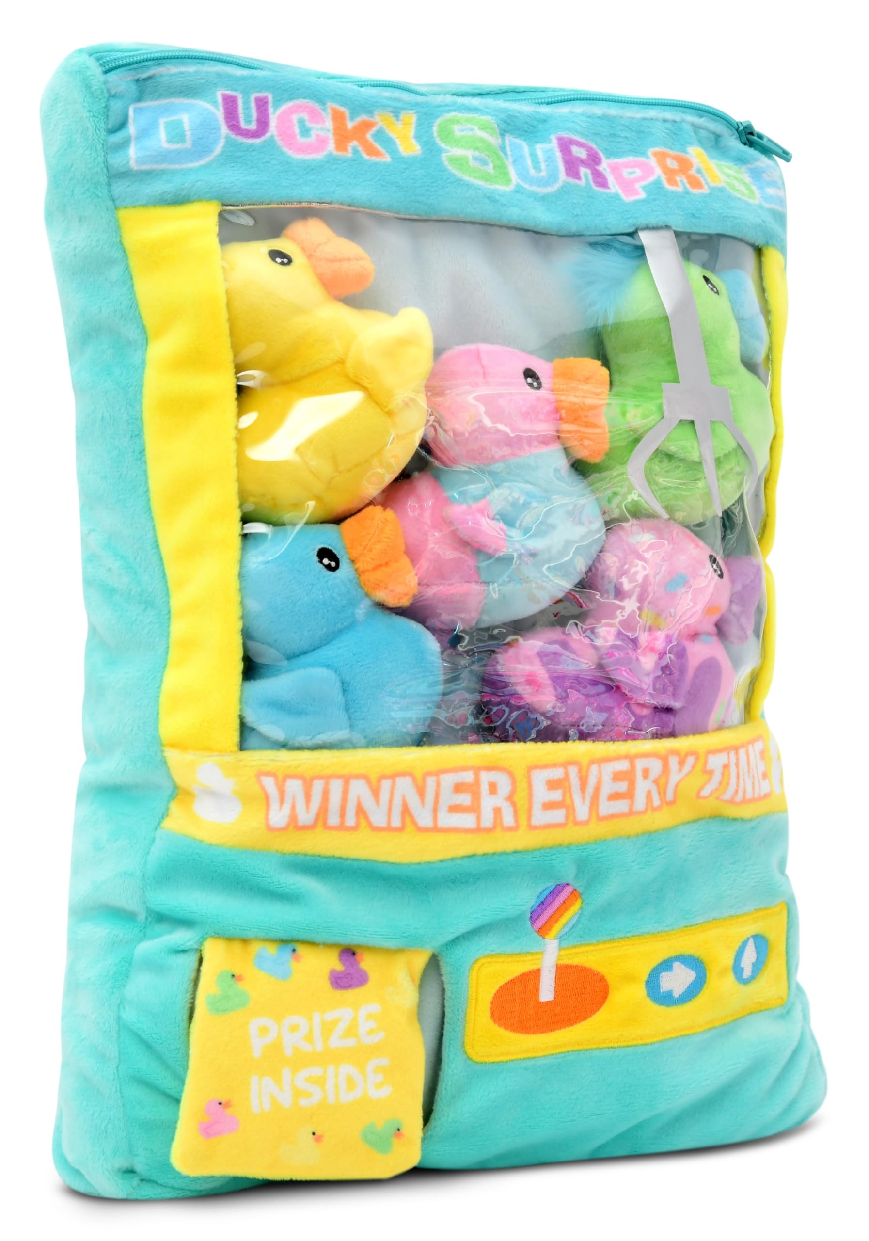 iscream Just Ducky Claw Machine Fleece 6-Piece Play Pillow Set with Embroidered Accents
