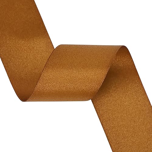 Miniatura 9 de HUIHUANG Cinta gruesa de cobre de 2 pulgadas, cinta de satén de cobre brillante, cinta de poliéster grueso de doble cara para decoración navideña y