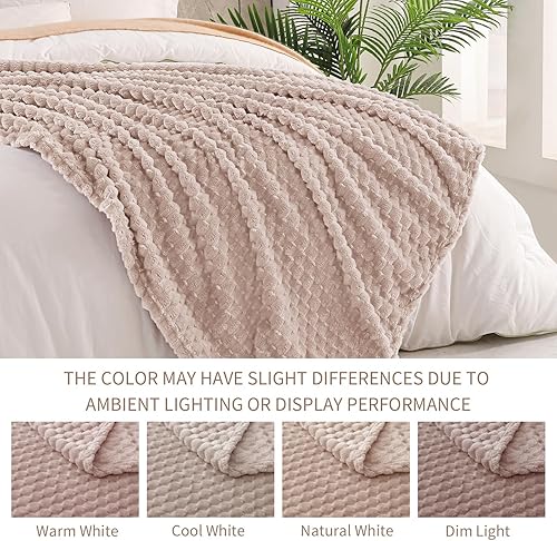 Miniatura 4 de Exclusivo Mezcla - Manta suave de vellón, tamaño Queen, 90 x 90 pulgadas, elegante, tela jacquard, aterciopelada, mullida, cómoda, cálida, ligera,