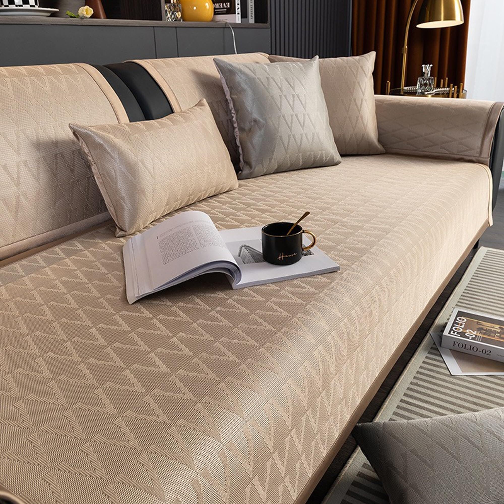 Upgraded Couch Covers - Kühlender Sofabezug im modernen Stil for 2-, 3-, 4-Kissen-Couch, Sommer-Kühlcouchbezug, rutschfest, waschbar, Sofabezug, L/U-förmiger Sofabezug, Sofaschutz for Hunde(B2,110*210