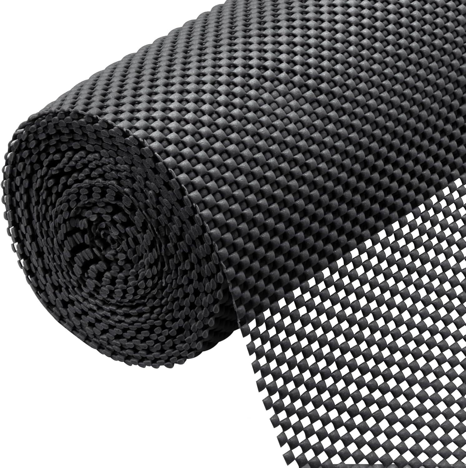 KAHEIGN Tappetino Antiscivolo Multiuso, 40CM x 600CM Tappetino Antiscivolo in PVC per Moquette Tappetinos per Cuscino da Pavimento Impermeabile per Casa Ufficio Automobili Cucina Bagno (Nero)