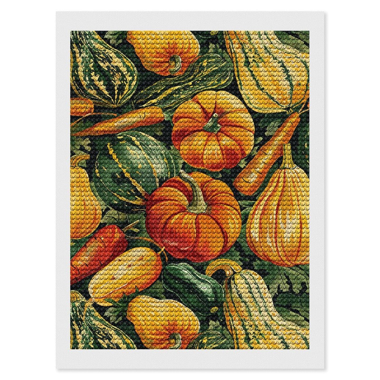NONHAI Diamond Painting Kits for Adults - DIY Diamond Art Kits for Beginners - Full 5D Paint Drill Diamond Dots Paintings- Pumpkin and Carrot Diamonds Pictures Gem Art and Craft Wall Decor 12"x16"