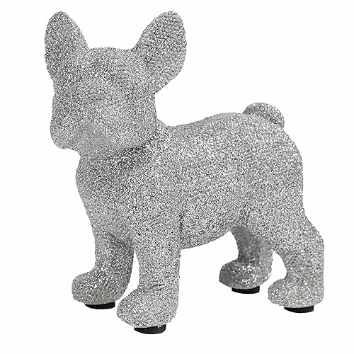 French Bulldog Statue,Resin Sparkly Frenchie Dog Sculpture Decor for Home