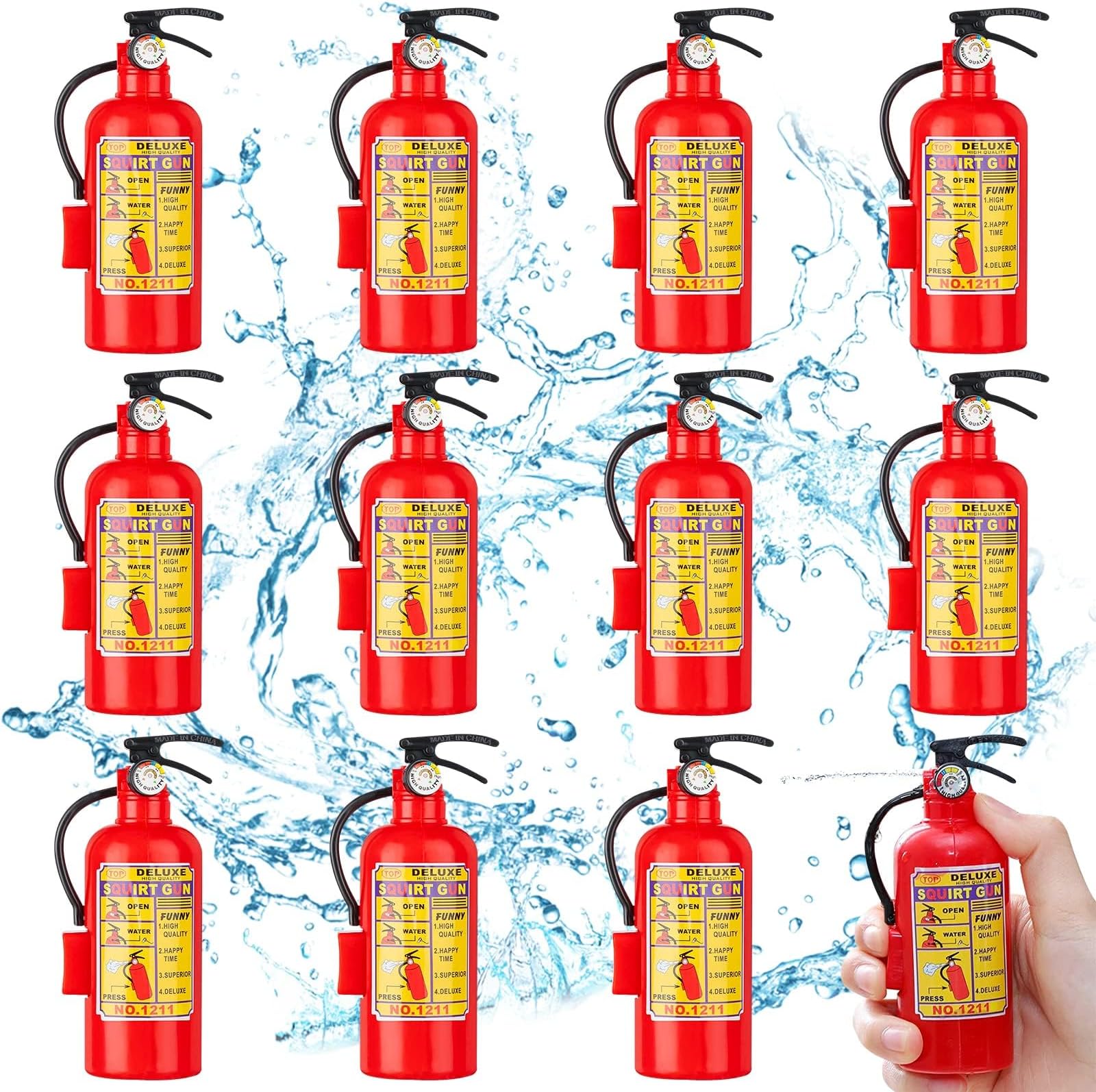 – Excefore 12Pack Fire Extinguisher Toys Mini Water Firemen Squirter Water Water Squirt Gun for Kids Teens Adults Summer Outdoor Games Birthday Swimming Pool Party Favors (4.2Inch)
