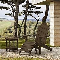 Vista 6 de LUE BONA HDPS Sillas Adirondack Set de 2, Silla para Hoguera al Aire Libre Resistente a la Intemperie con Portavasos, Silla Moderna de Plástico