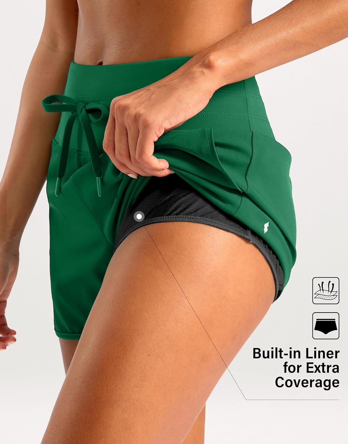 Soothfeel Women's Running Athletic Shorts with Zipper Pocket 3" Quick Dry Gym Workout Shorts for Women with Liner - Image 5