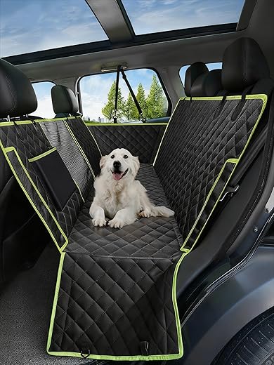 nzonpet 4-in-1 Dog Car Seat Cover, 100% Waterproof Scratchproof Hammock with Big Mesh Window, Durable Nonslip Pets Back Cover Protector for Cars Trucks SUVs – Black