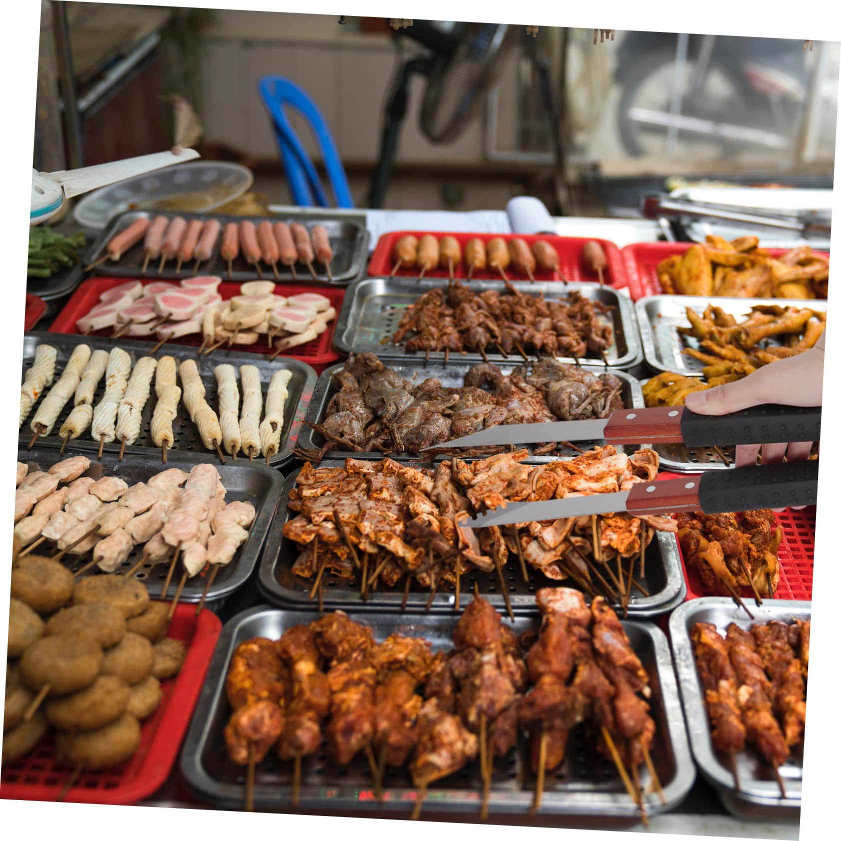 NULYLU Outdoor Barbecue Tongs Heavy Duty Grill Clip for Restaurant Buffet Party Home Use Non Slip Easy to Clean Durable Kitchen Accessory