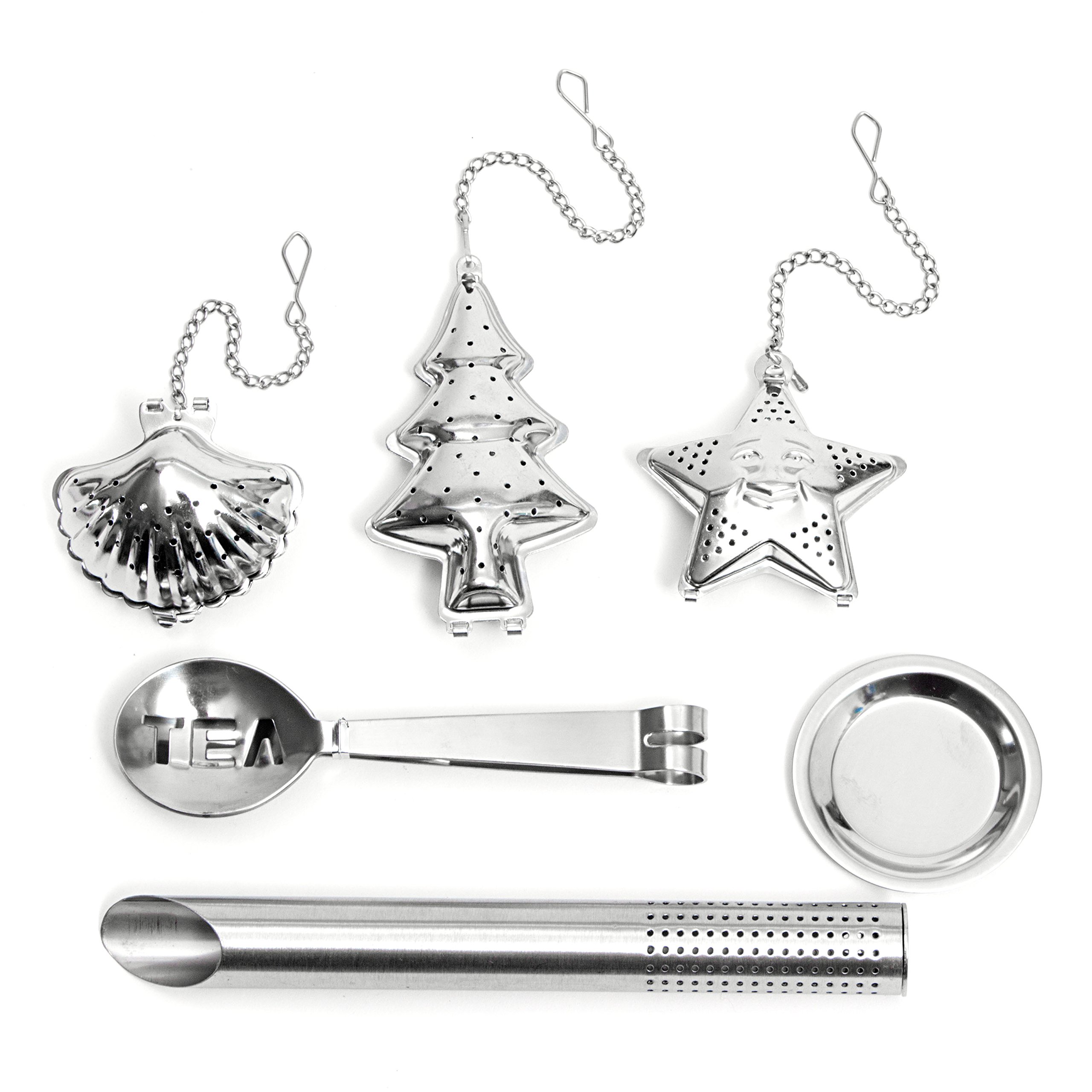Stainless Steel Tea Infuser Gift Set, Tea Strainer & Steeper Bundle. (Holiday Theme)