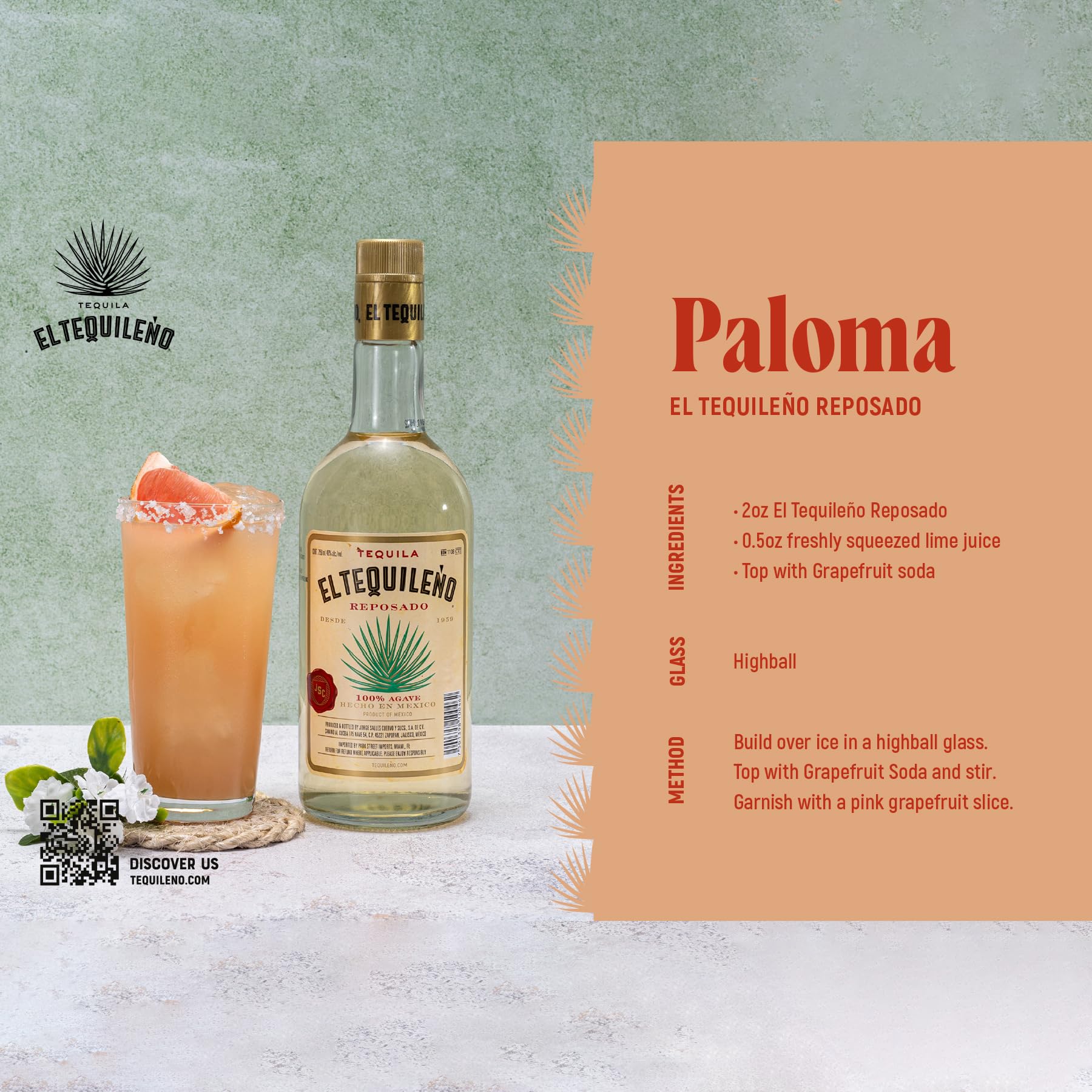 El Tequileño Reposado 100% Agave 38% Vol. 0,5l