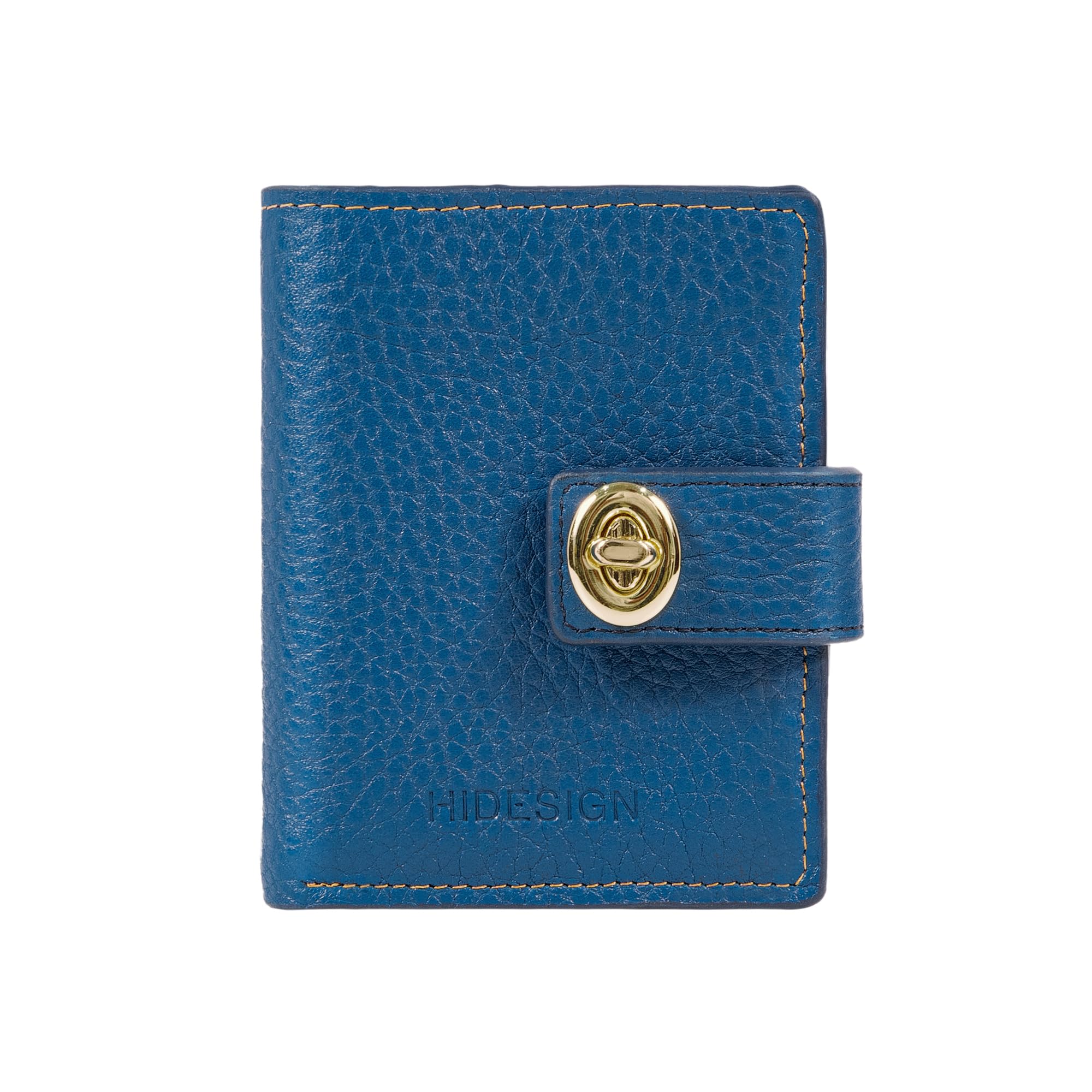 Women's Genuine Leather Bi-Fold Wallet, Sapphire, Minimal, Solid, 1 Money Compartment-image-1