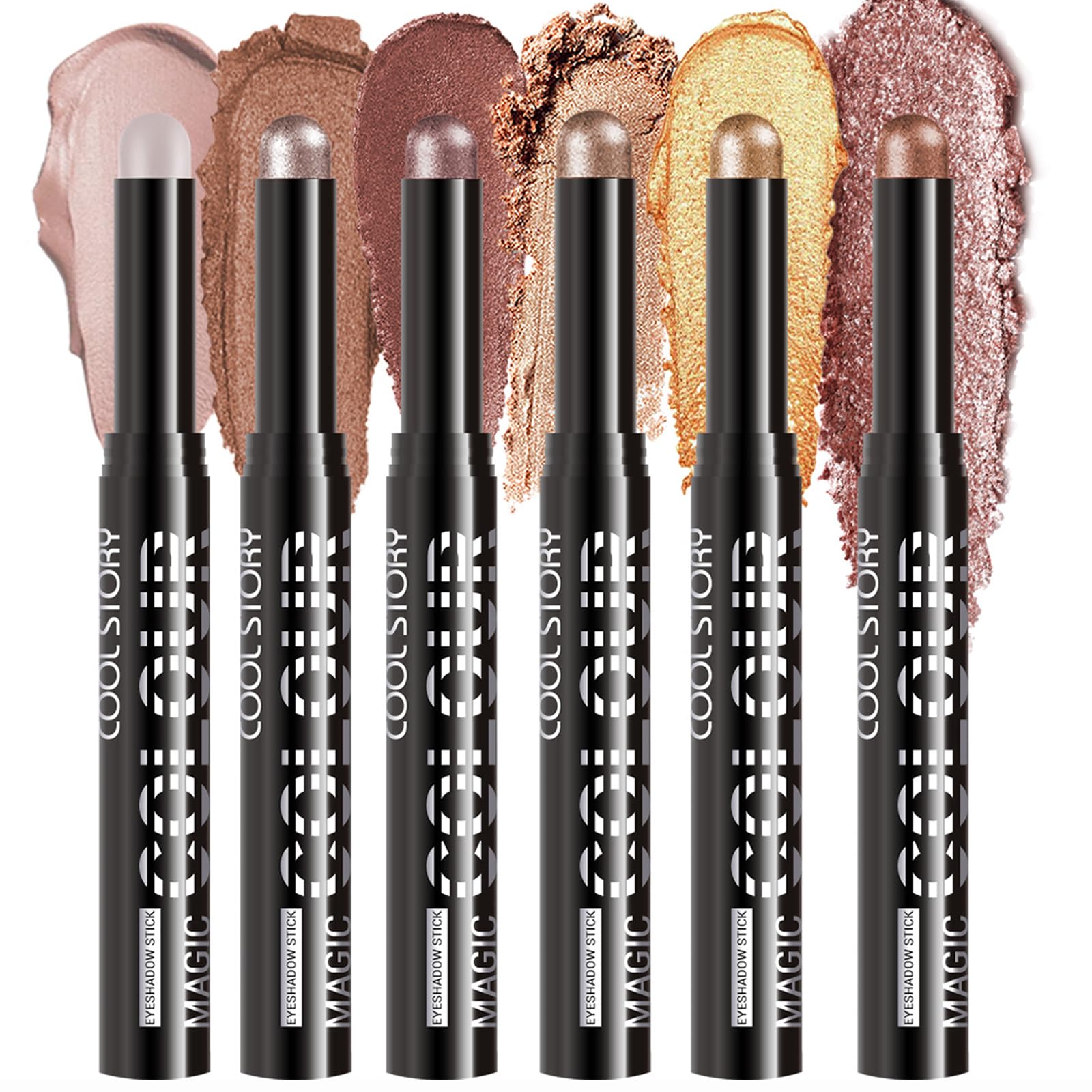 6 Colors Neutral Eyeshadow Stick Warm Tone Combo Kit for Women, Set A SET A : WARM TONE