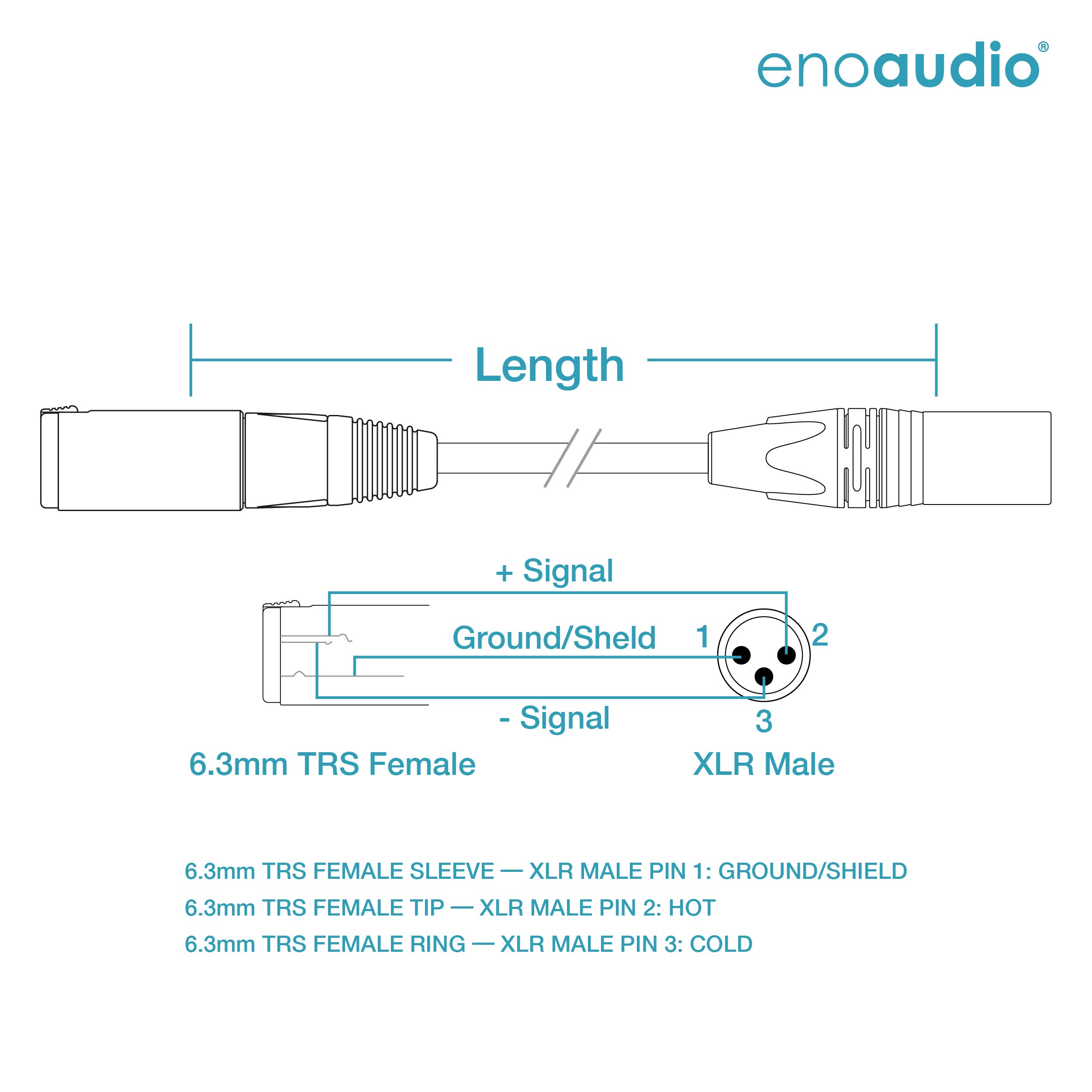 enoaudio Mogami 2534 Quad Cavo prolunga professionale bilanciato | Neutrik Gold XLR maschio – 6,3mm TRS femmina | HiFi - 7,0 m