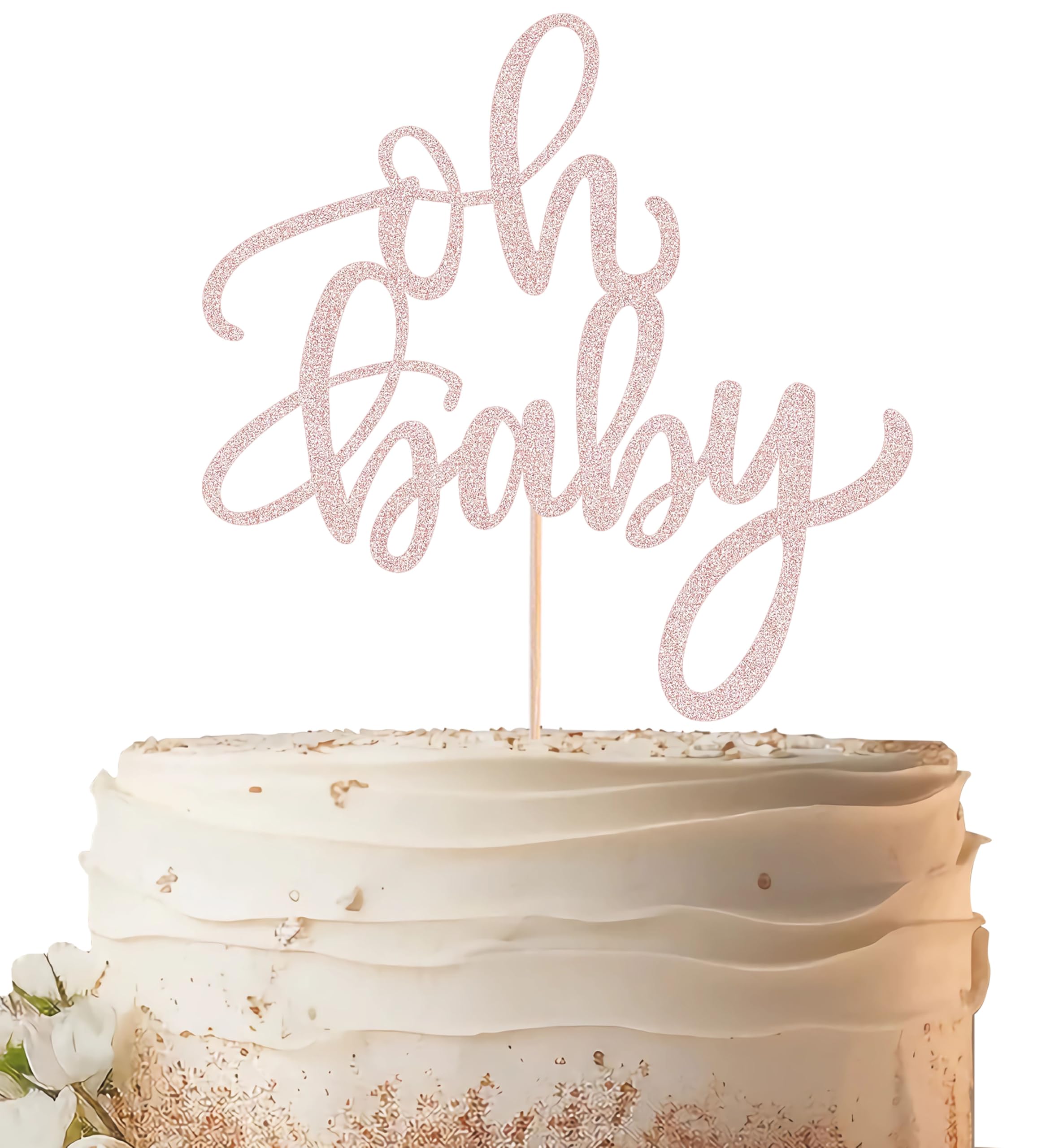 EONNCNT Oh Baby Cake Topper - Rose Gold Glitter Baby Shower Cake Decoration Accessories for Boys or Girls, Baby Shower Cake Topper for Baby Shower, Gender Reveal Baby Birthday Party Photo
